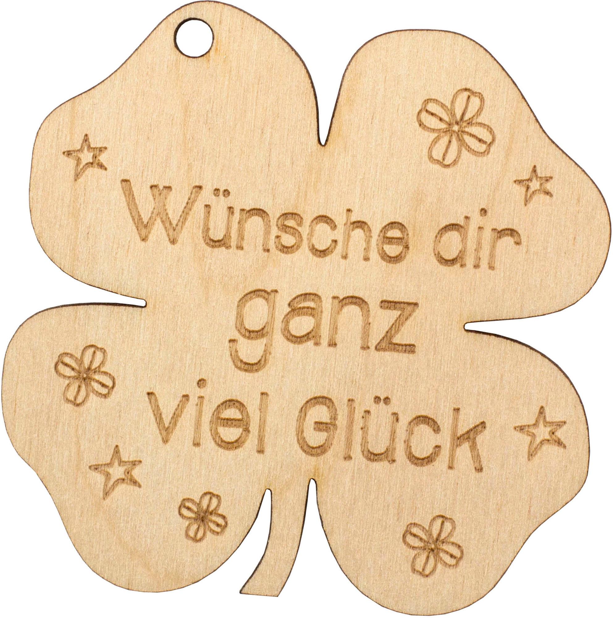 Holzkleeblatt"Wünsch dir ganz viel Glück"