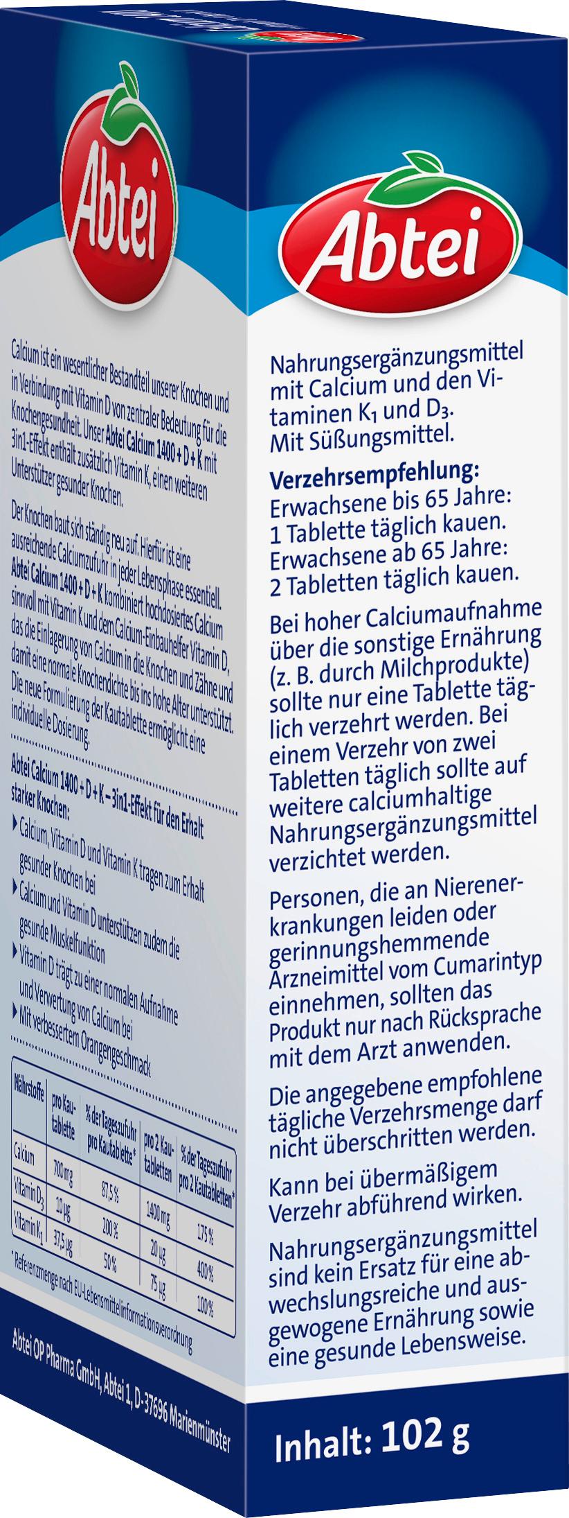 Produktbild ABTEI Calcium 1400 + Vitamin D&Vitamin K 3 von 4