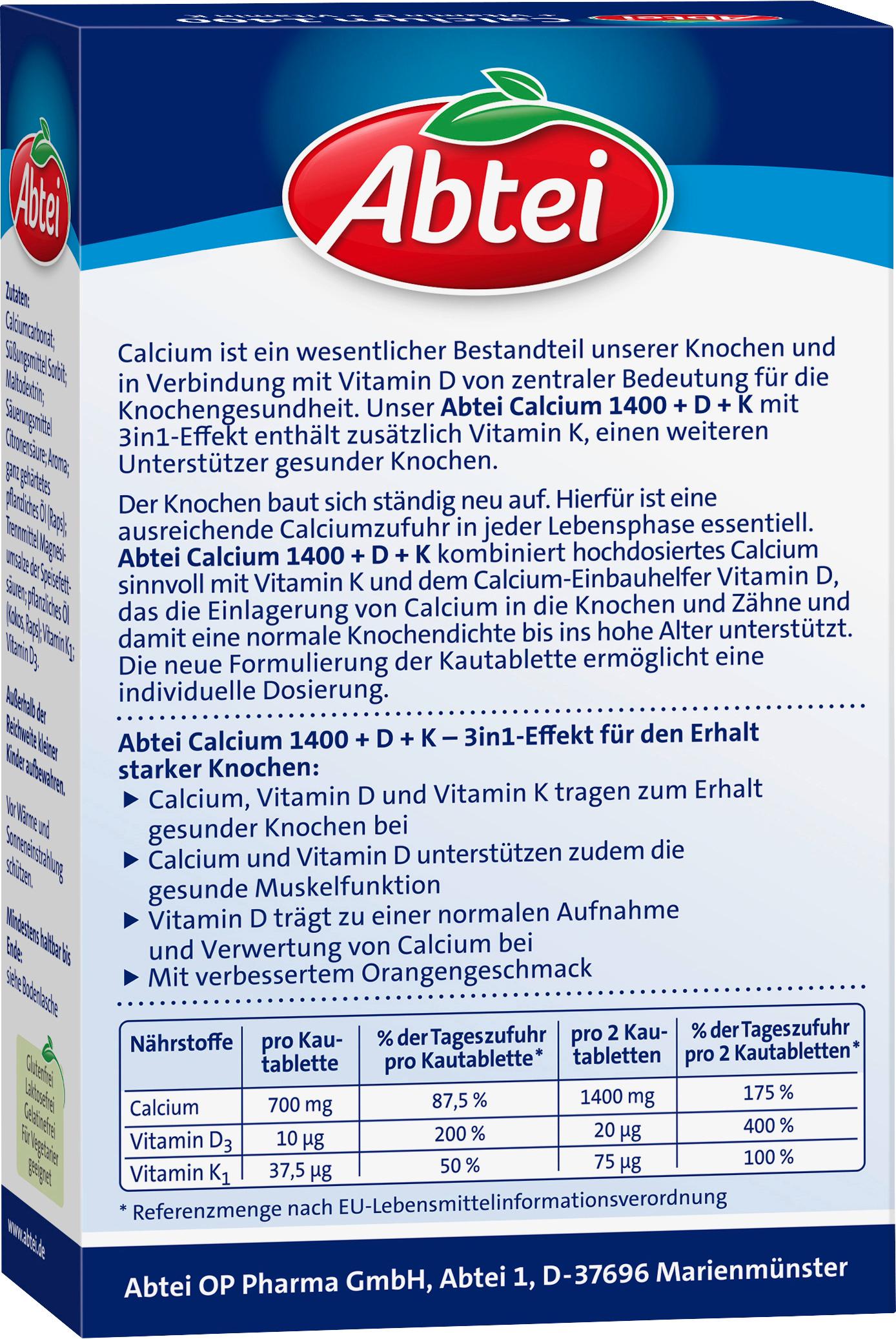 Produktbild ABTEI Calcium 1400 + Vitamin D&Vitamin K 2 von 4
