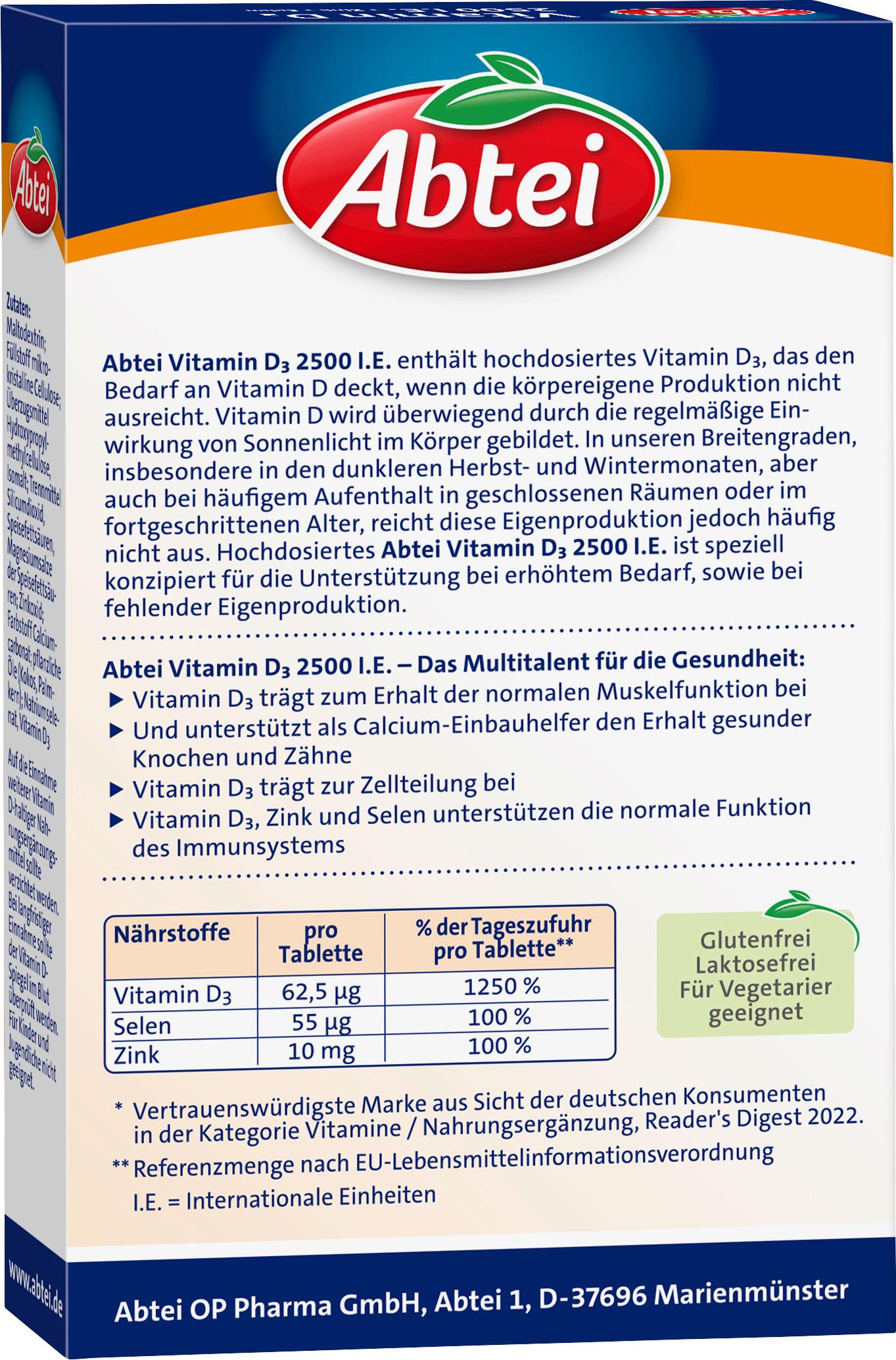 Produktbild ABTEI Vitamin D3 2500 I.E. 2 von 4