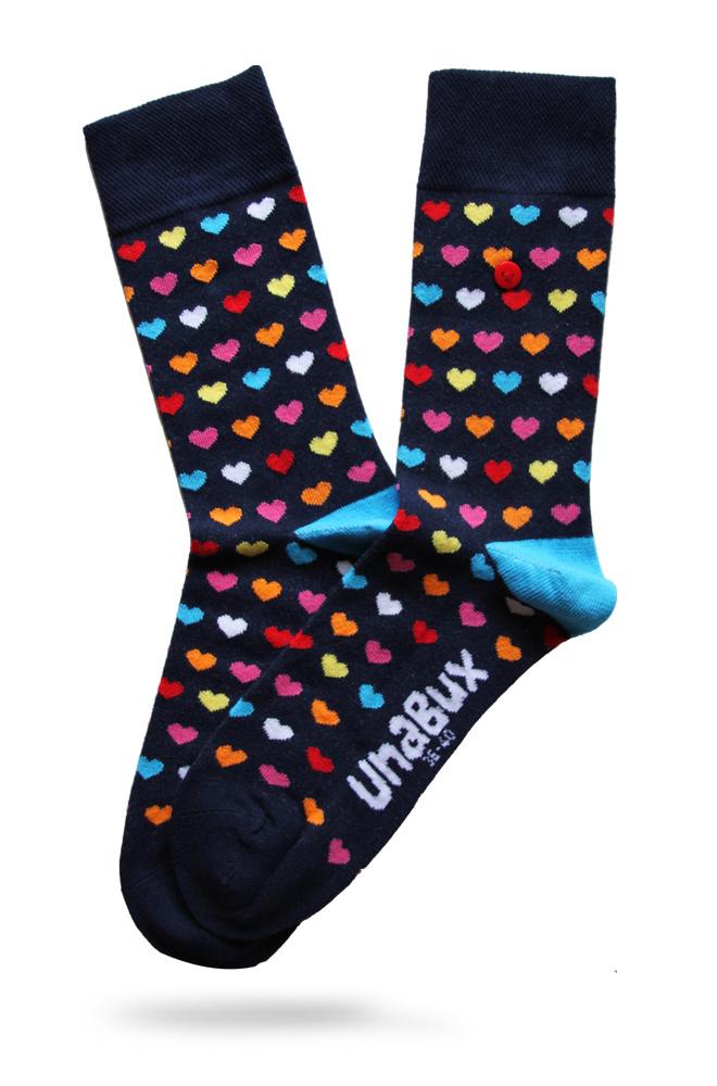 Unabux Unisex Socken Herzen bunt