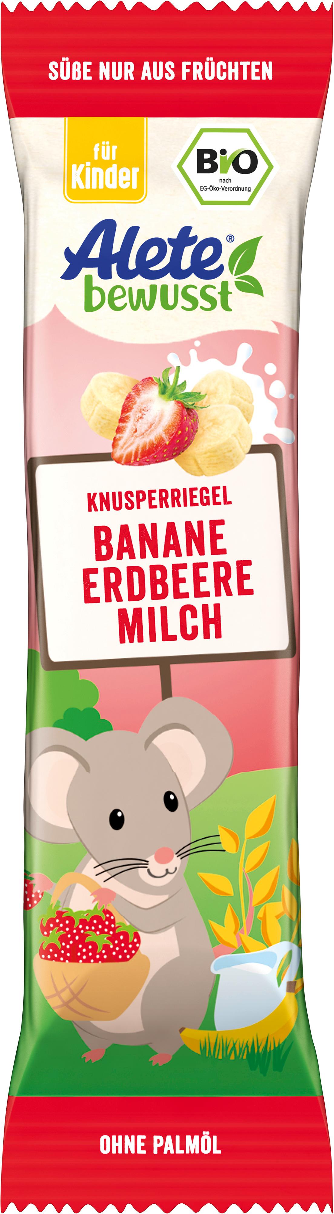 ALETE Bio Knusperriegel Banane Erdbeere Milch