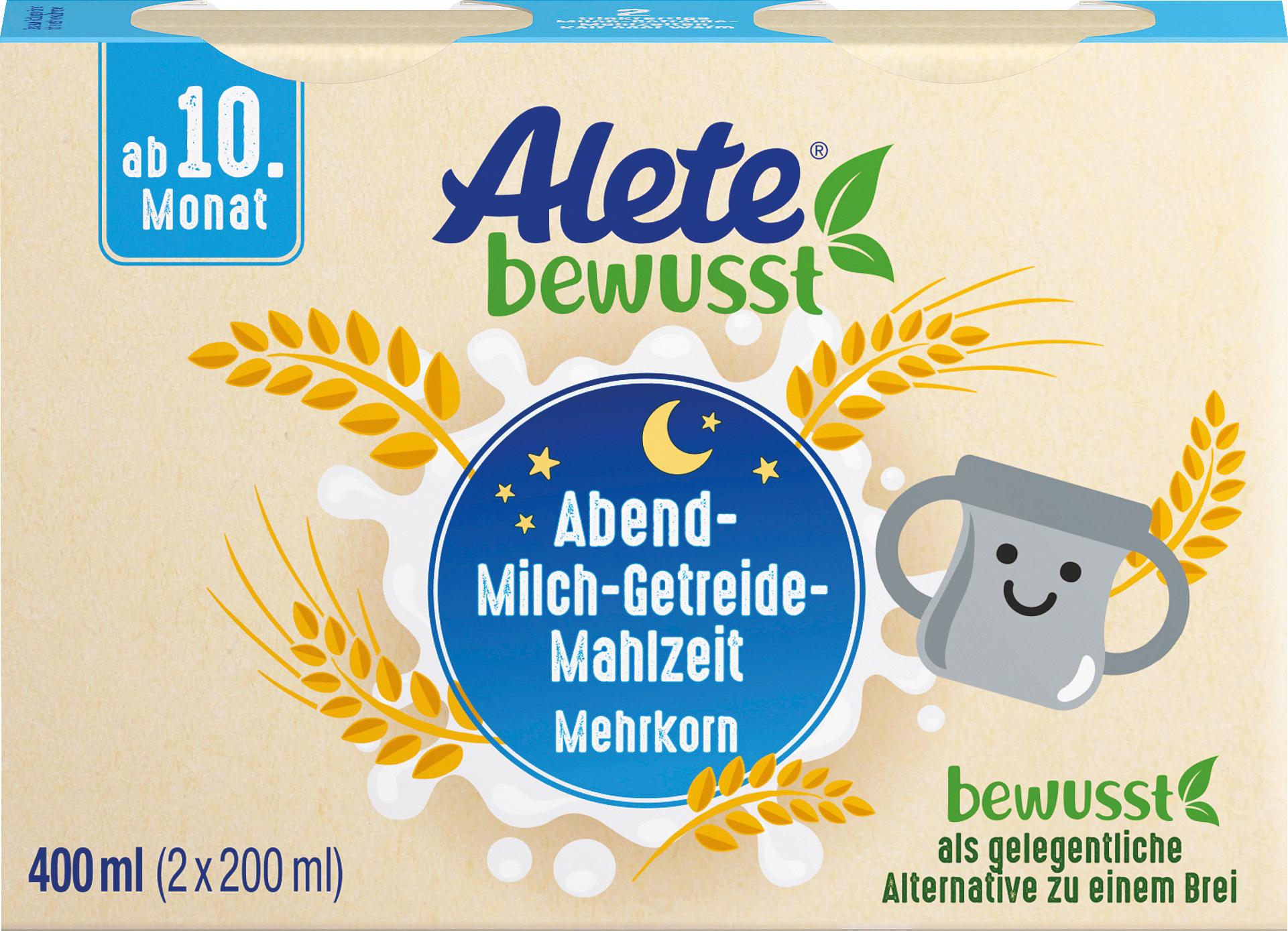 ALETE Abend-Milch-Getreide-Mahlzeit Mehrkorn zum Trinken ab 10. Monat 2x200ml