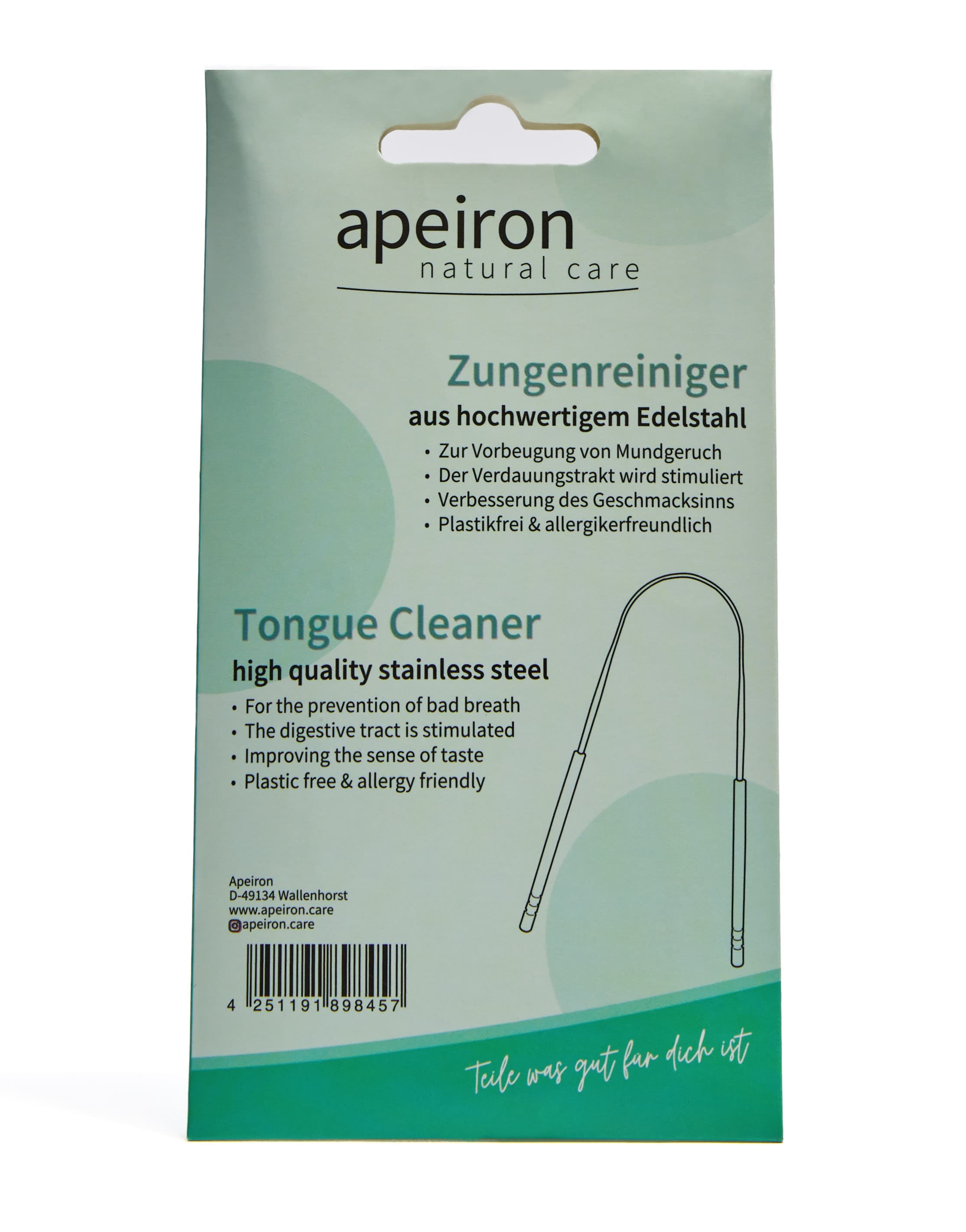 Produktbild apeiron Zungenreiniger aus hochwertigem Edelstahl 2 von 3