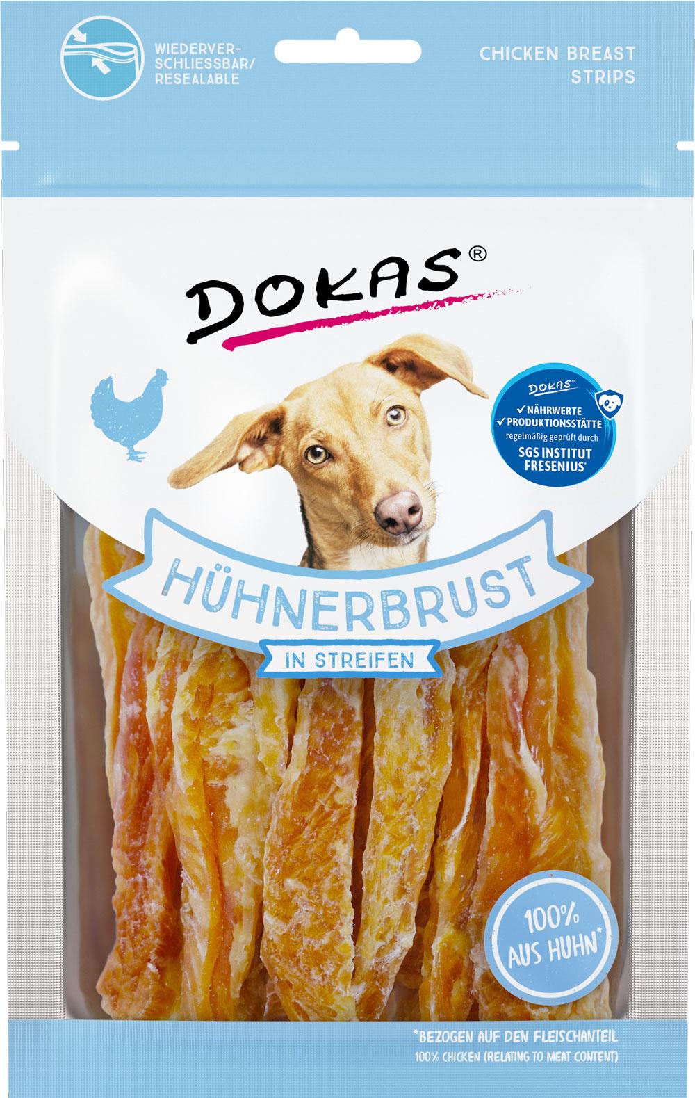 Dokas HundeSnack Hühnerbrust in Streifen