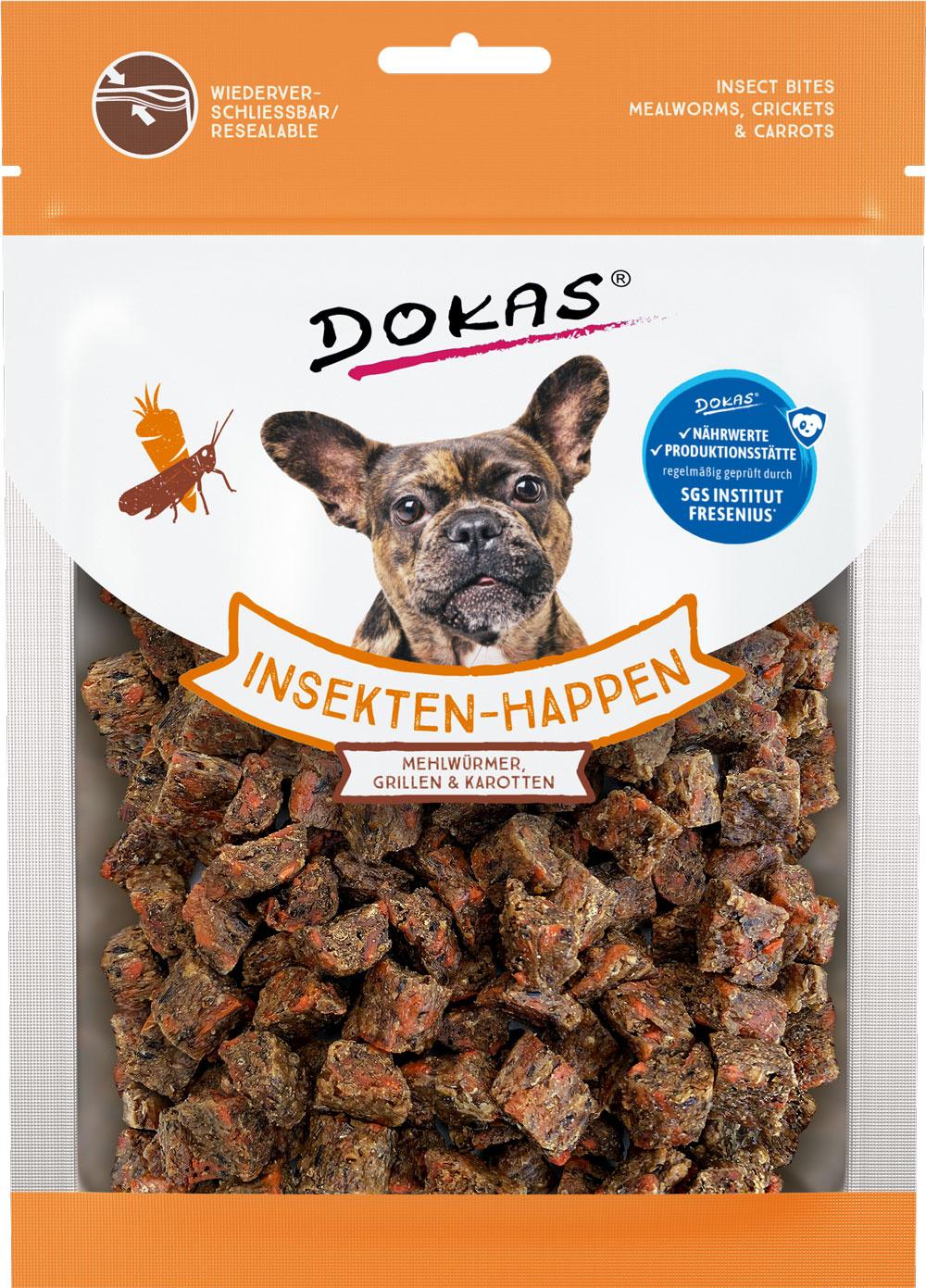 Dokas Hundesnack Insekten-Happen Mehlwürmer, Grillen, Karotte