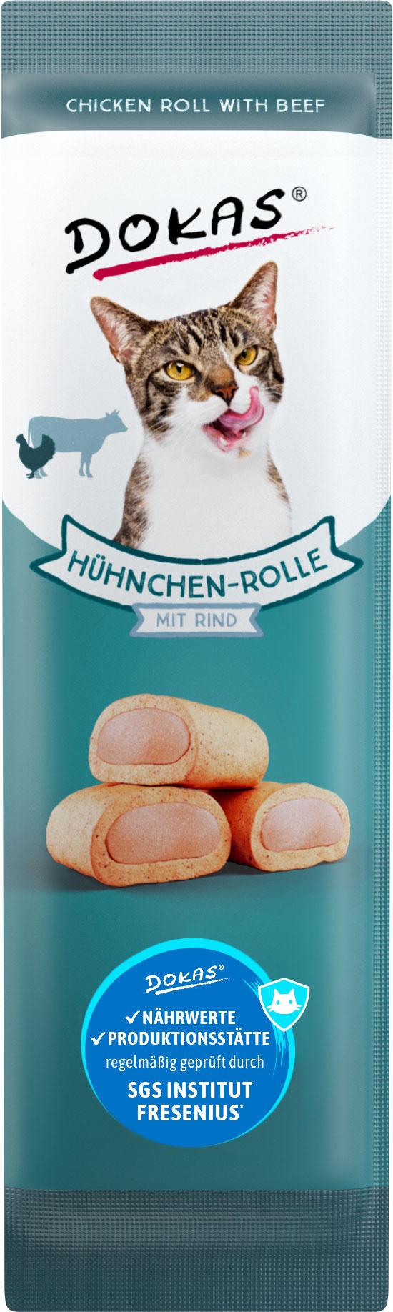 Dokas Katzensnack Hühnchen-Rolle mit Rind 10g