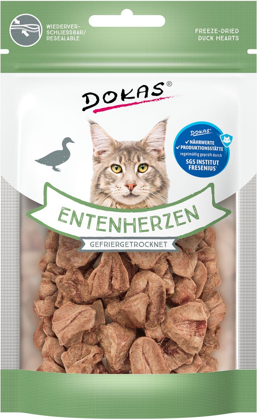 Dokas Katzensnack Entenherzen gefriergetrocknet