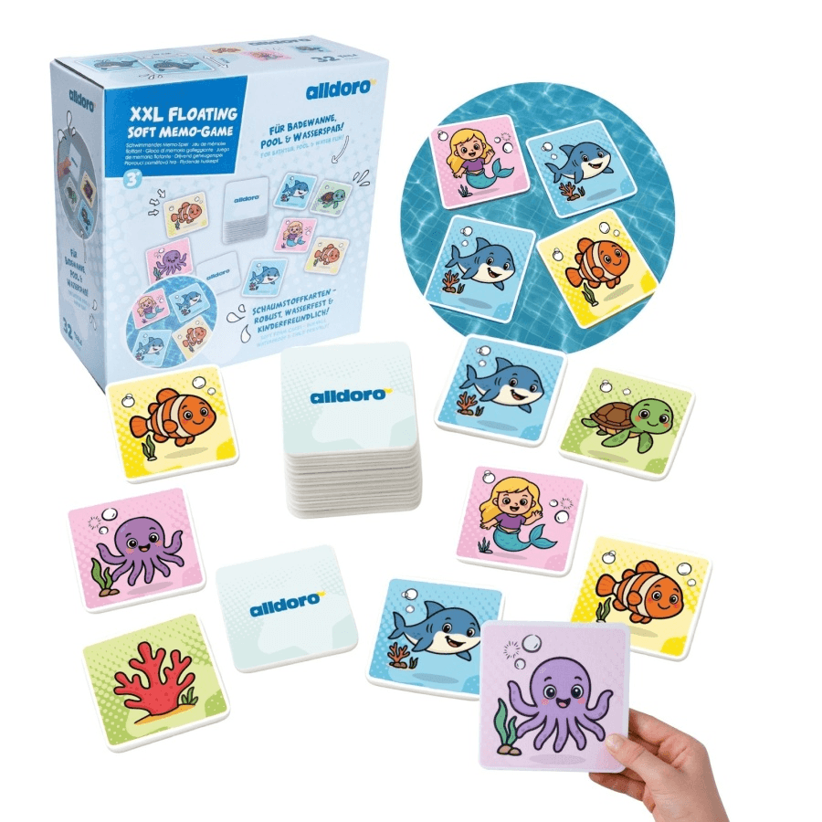 alldoro XXL Soft-Memo – 32 wasserfeste Schaumstoffkarten mit Unterwassermotiven ab 3 Jahren