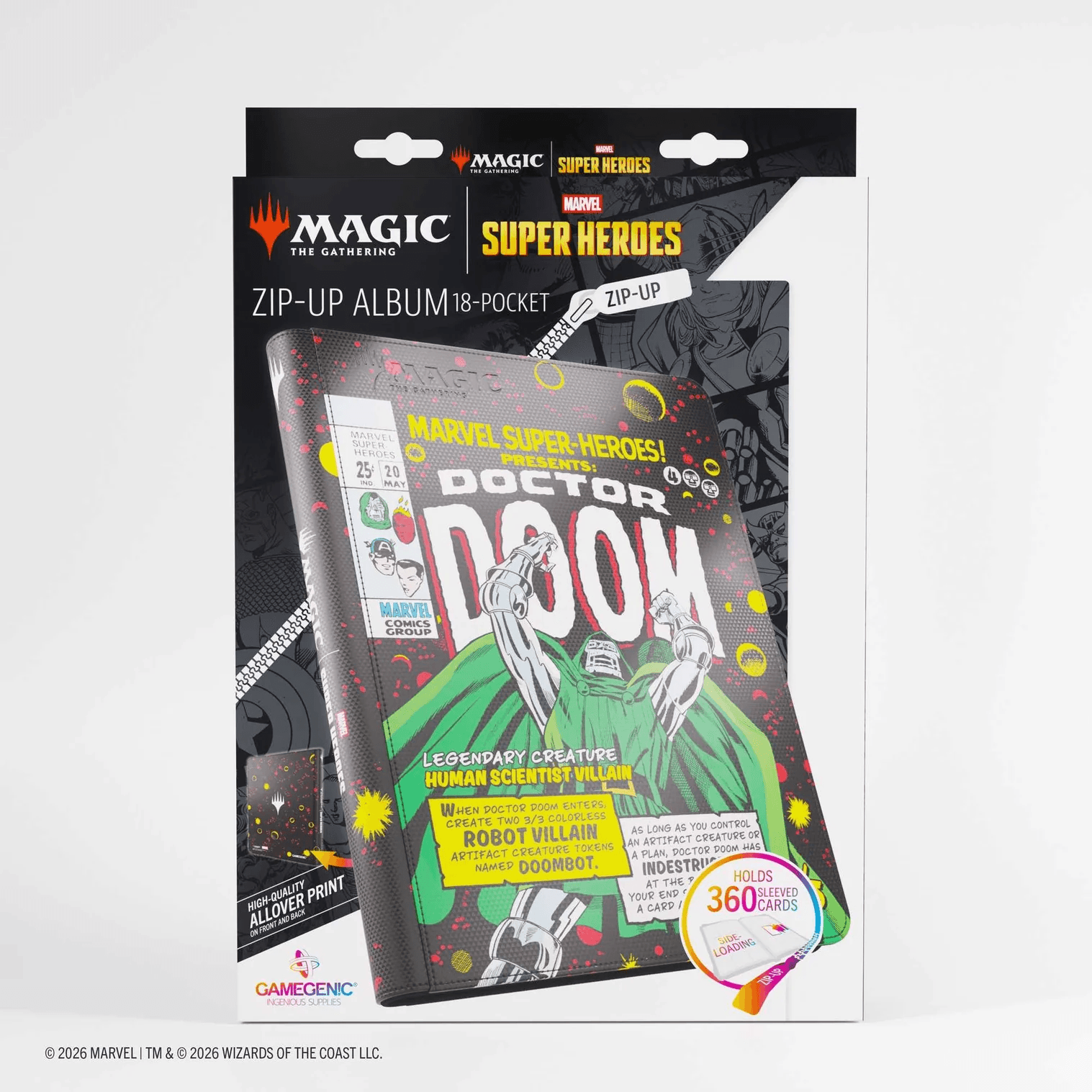 Gamegenic Magic: The Gathering Marvel Super Heroes Zip-Up Album 18-Pocket - Doctor Doom/Spider-Man