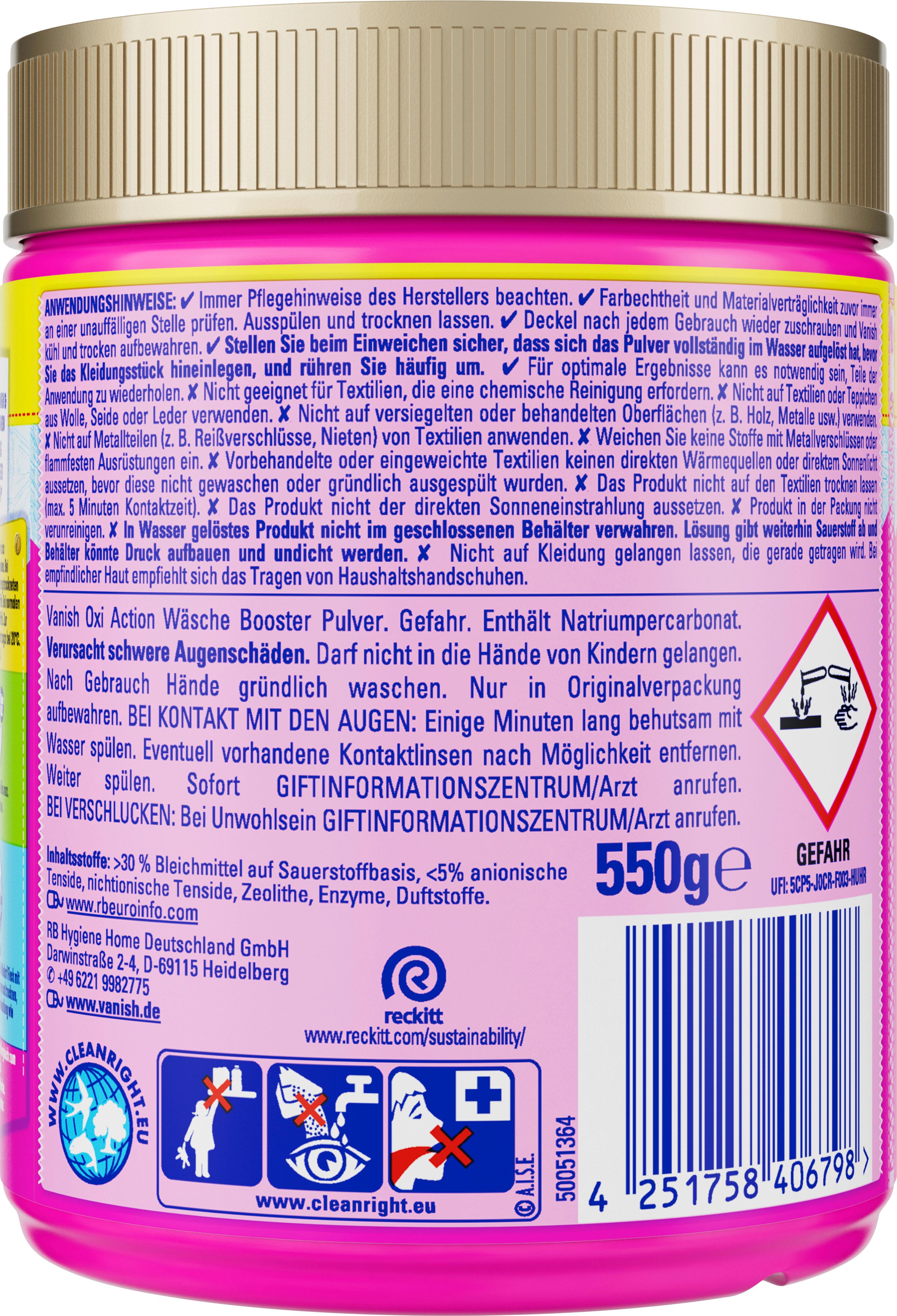 Produktbild Vanish Oxi Action Wäsche Booster Pulver Fleckentferner 2 von 7