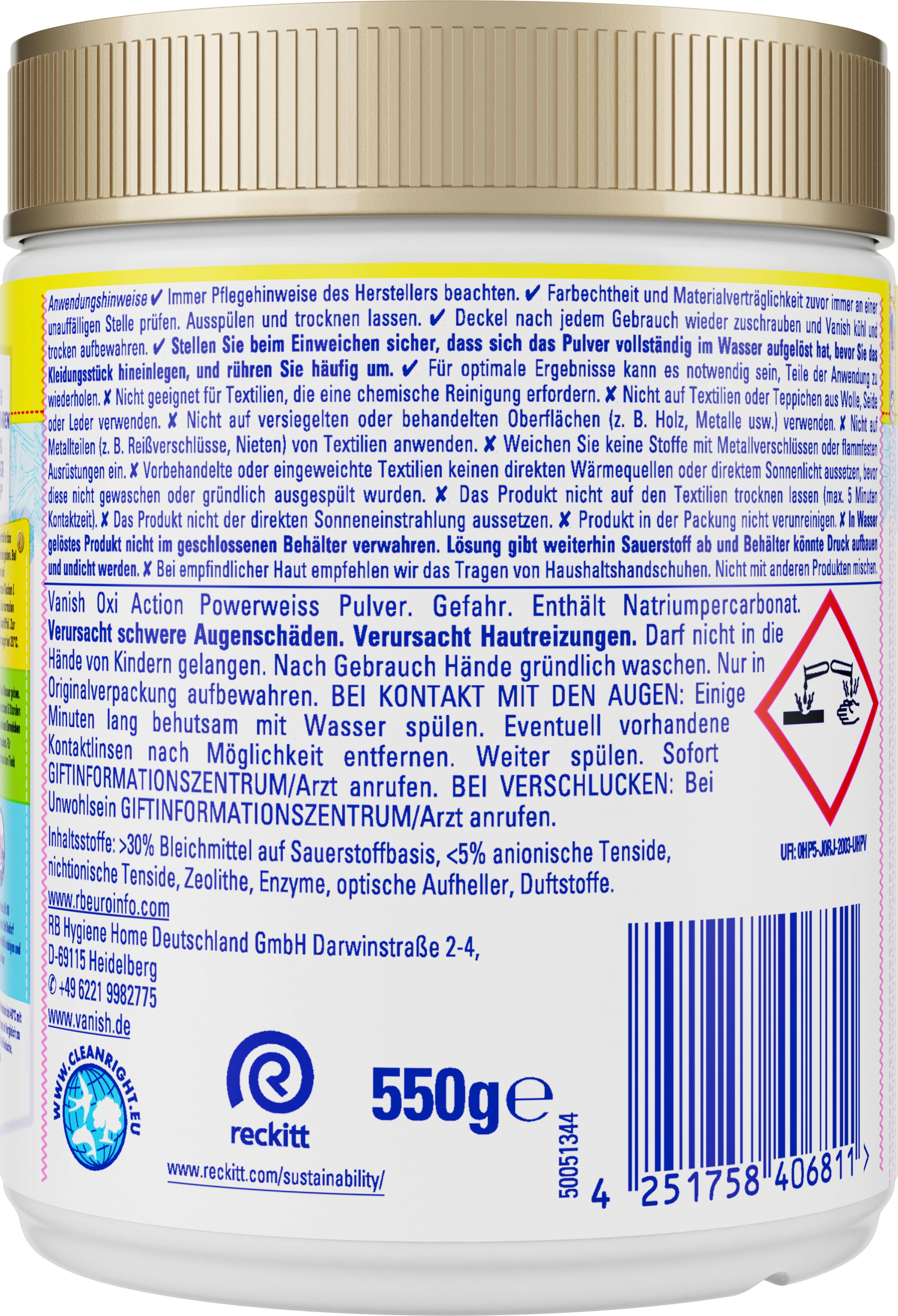 Produktbild Vanish Oxi Action Powerweiss Wäsche Booster Fleckentferner 2 von 7