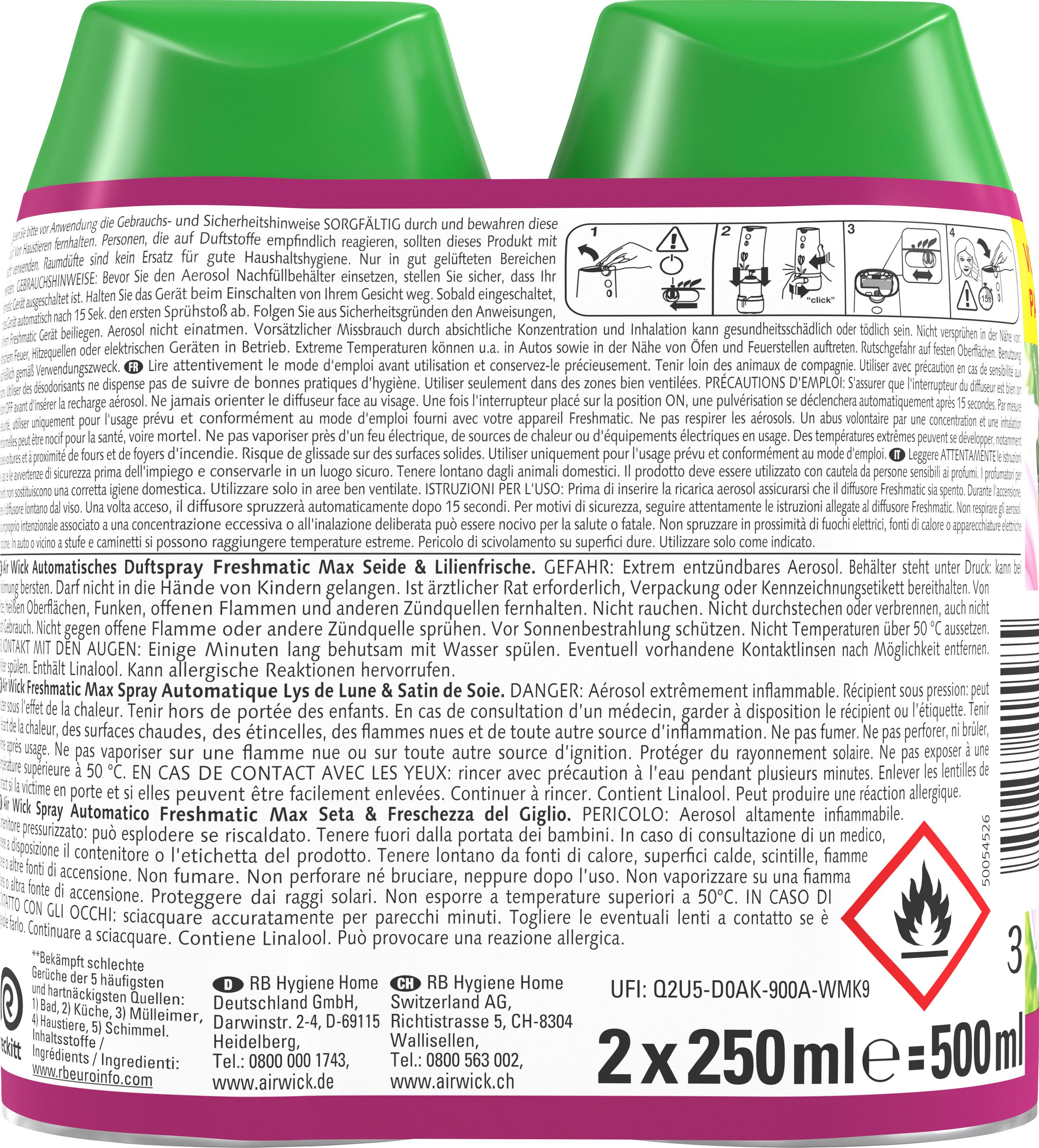 Produktbild Air Wick Freshmatic Max Nachfüllung DUO Seide&Lilienfrische 2 von 8