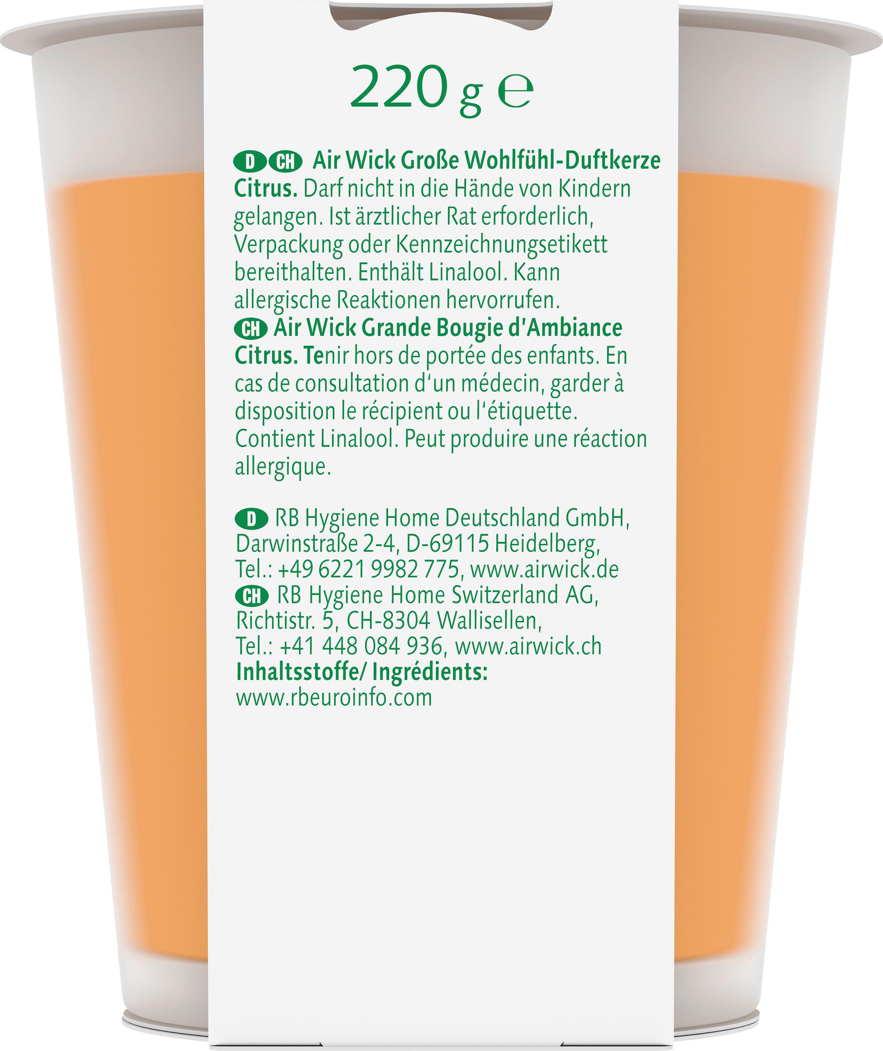 Produktbild Air Wick Große Wohlfühl-Duftkerze Citrus 220g 2 von 3