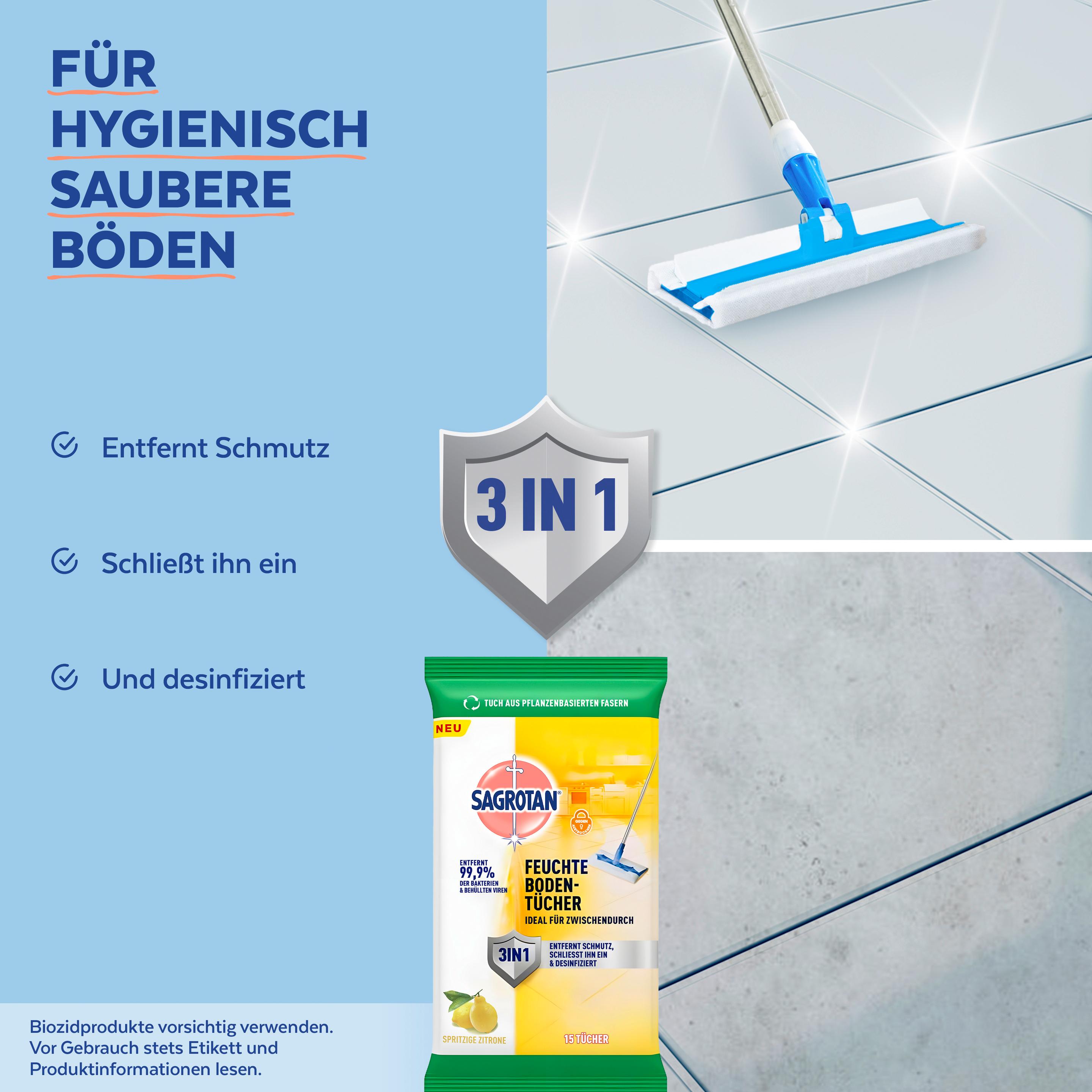 Produktbild Sagrotan Feuchte Bodentücher Zitrone 6 von 8