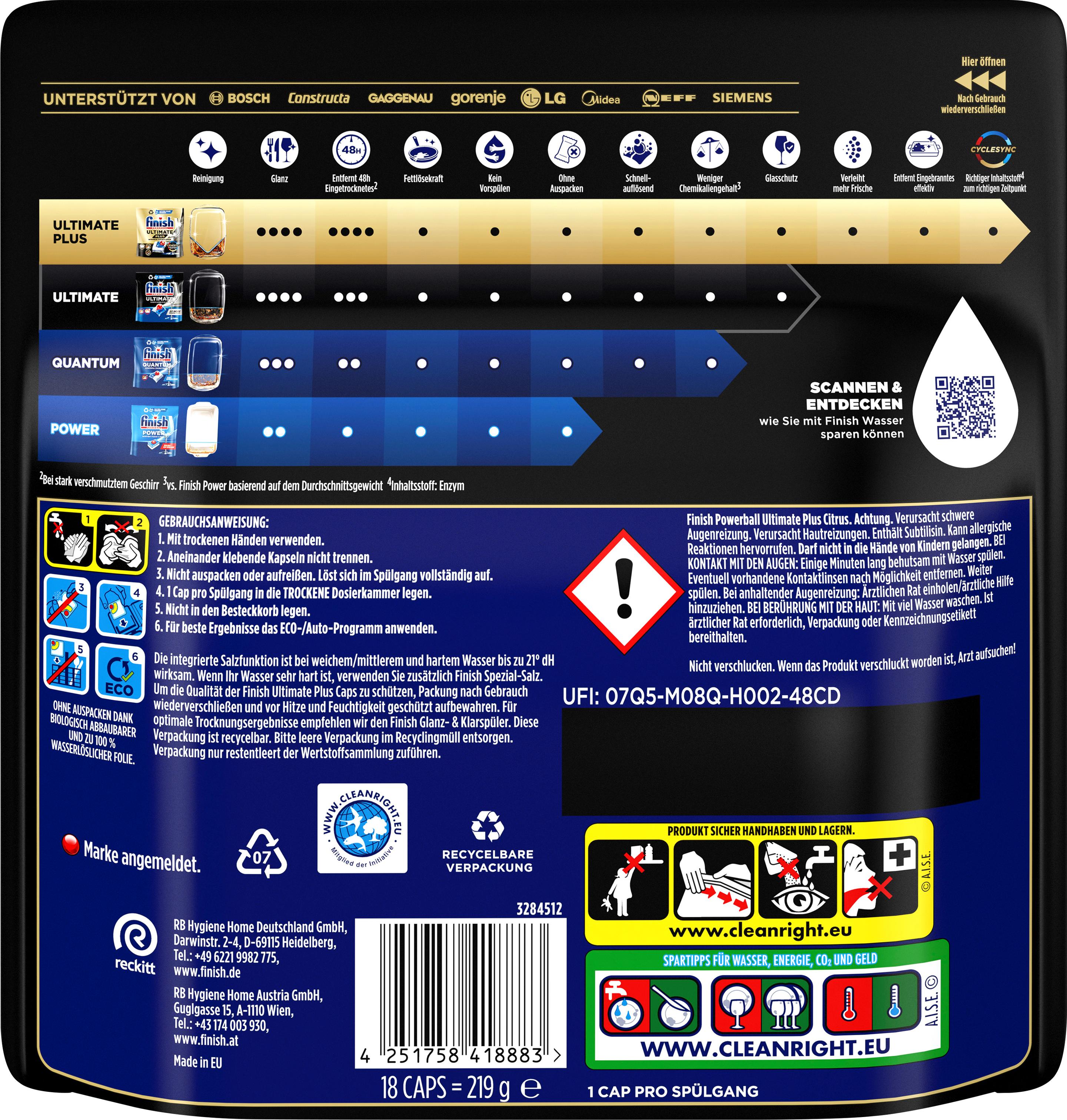 Produktbild Finish Spülmaschinentabs Ultimate Plus All-in-1 Citrus 2 von 11