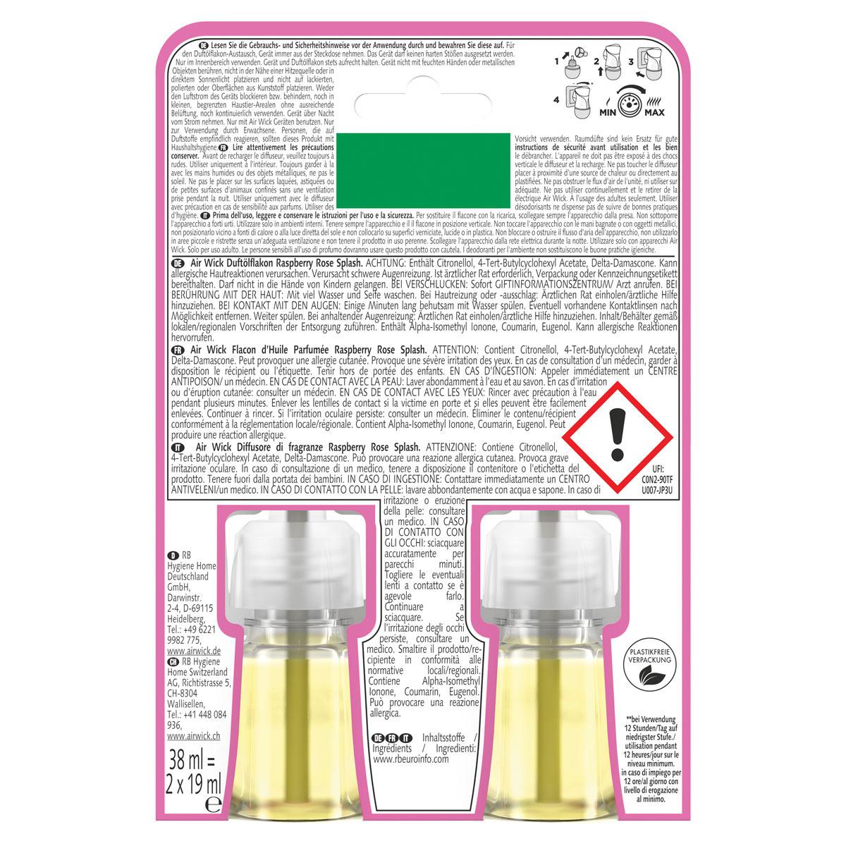 Produktbild Air Wick Duftölflakon DUO Raspberry Rose Splash Nachfüllung 2 von 2