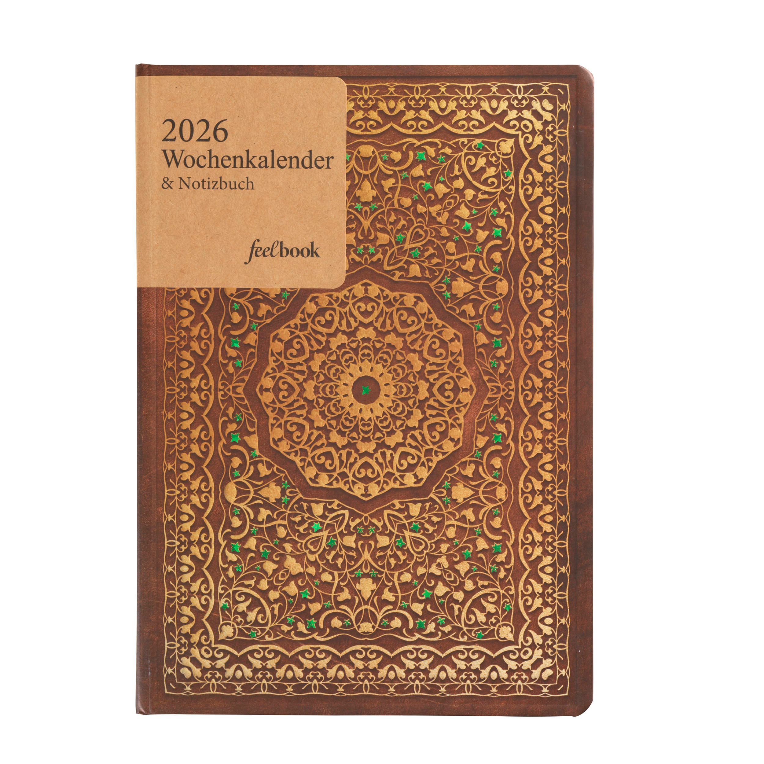 feelbook 2026 Wochenkalender & Notizbuch A5 Mandala Gold