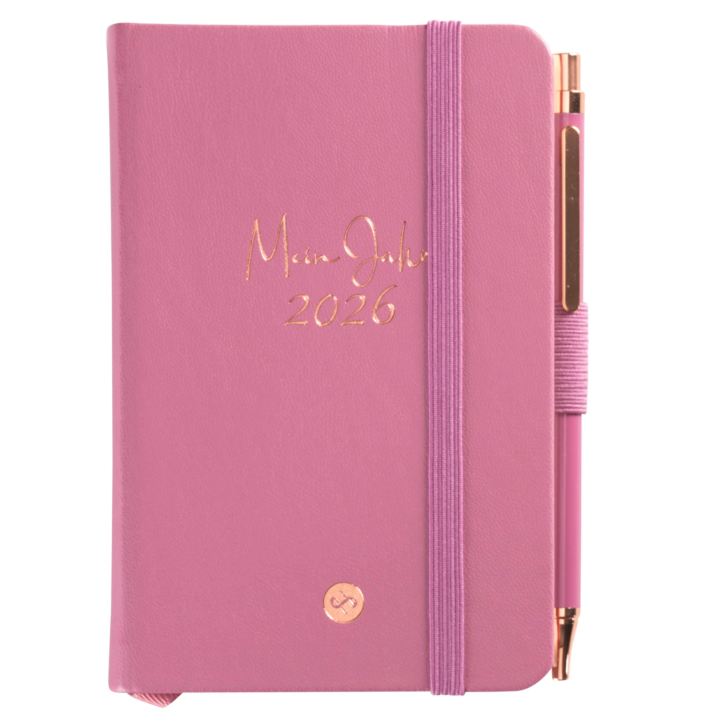 halmstadt 2026 Buchkalender mit Stift A5 Altrosa