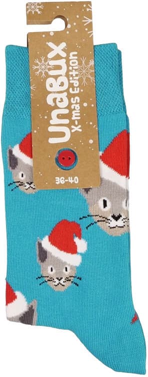 UnaBux Unisex Socken Xmas Cat