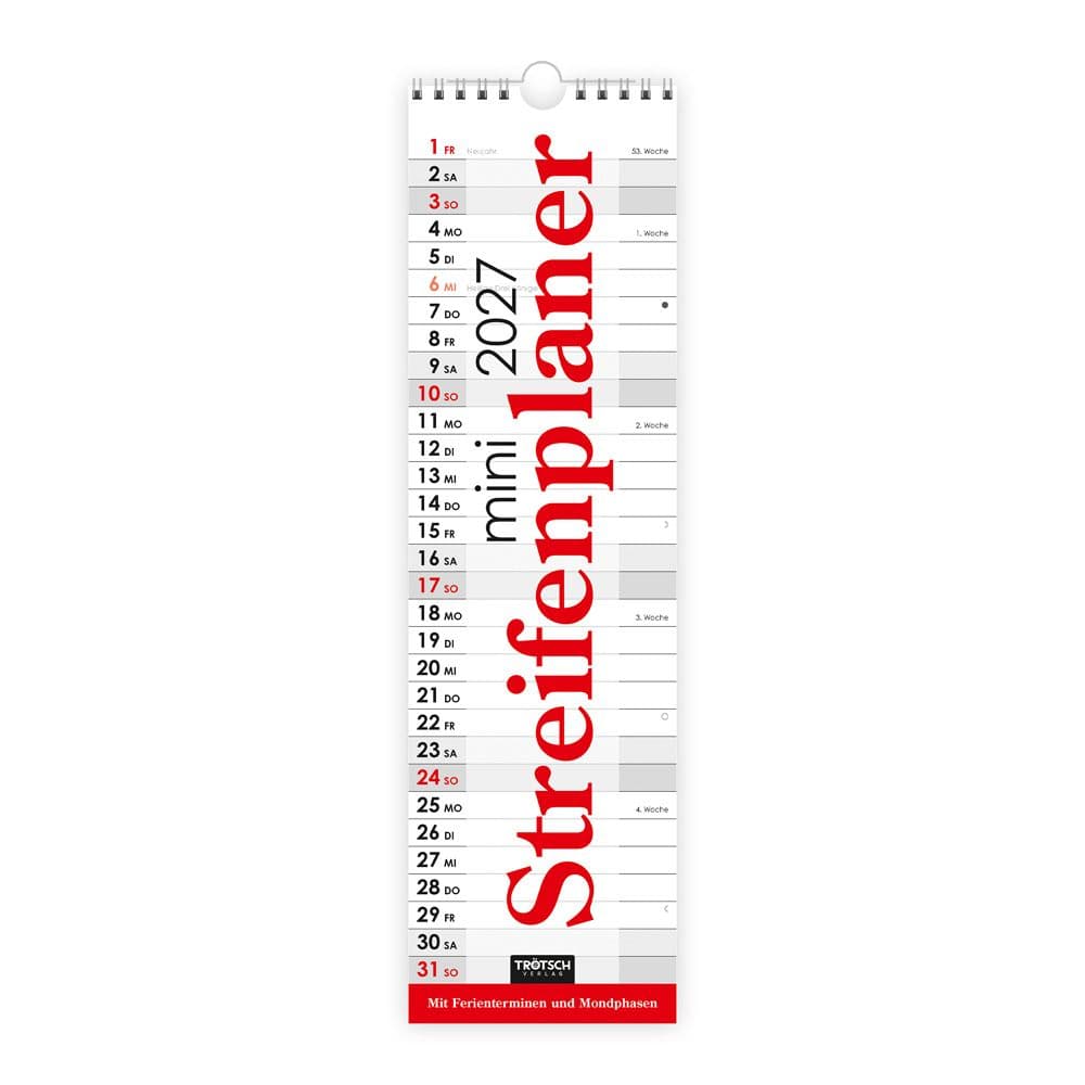 TRÖTSCH - Streifenkalender Mini Rot 2027