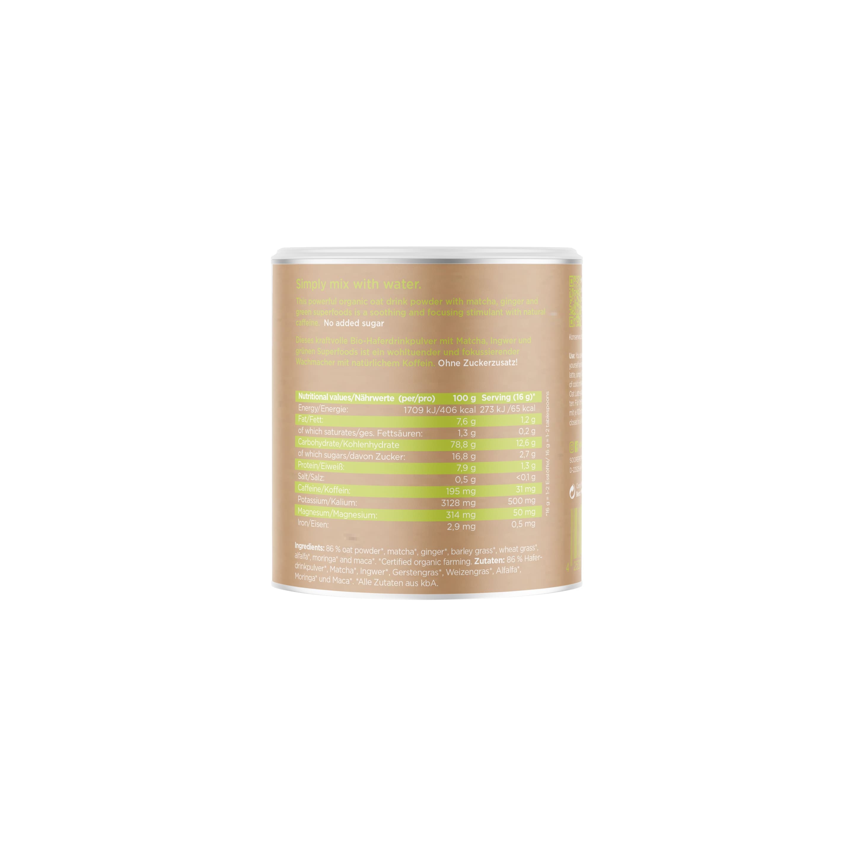 Produktbild SOOPERFOOD Bio Oat Mix Matcha Powder 2 von 2
