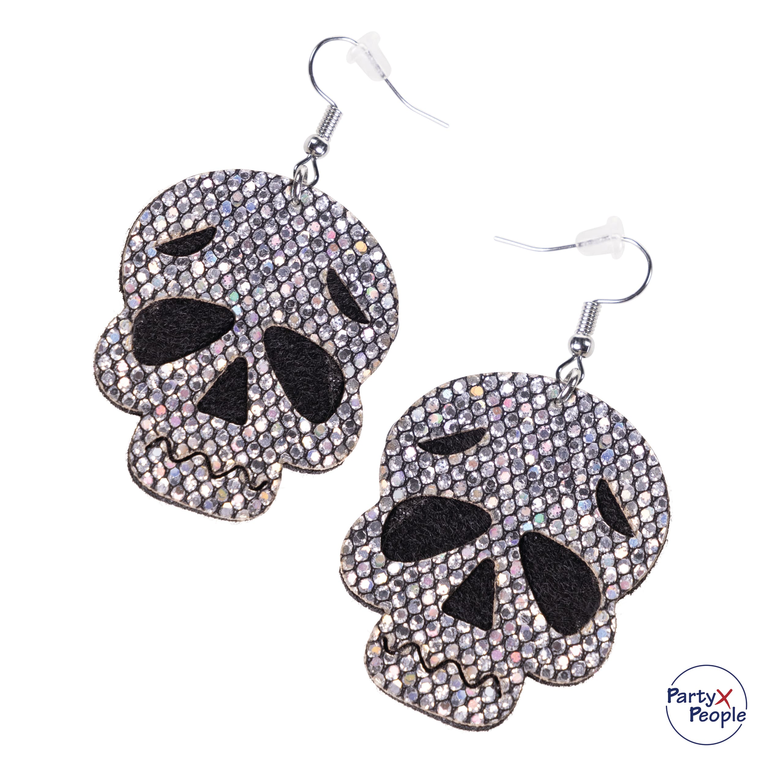 Glitterohrringe Totenkopf