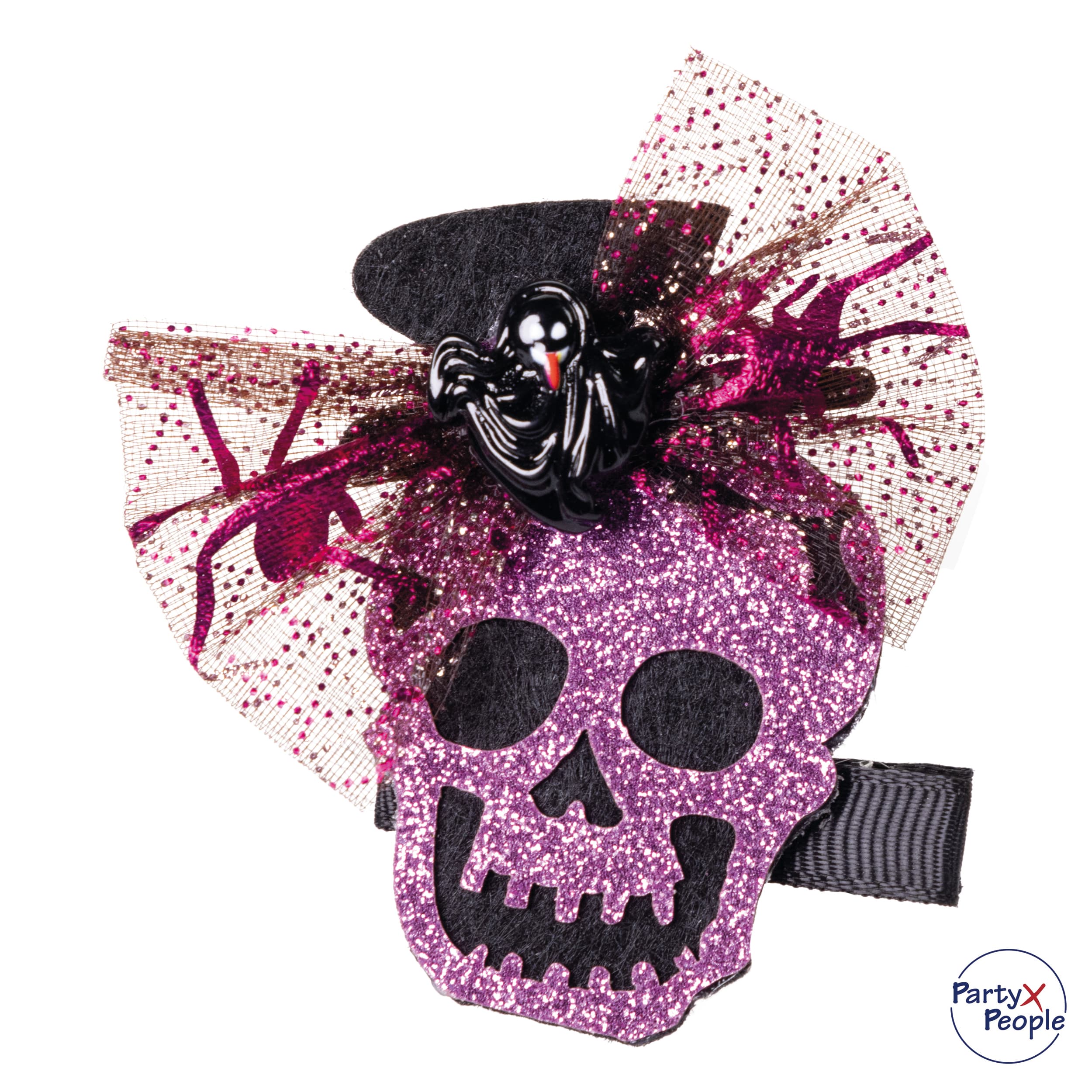 Haarklammer Totenkopf mit Glitter