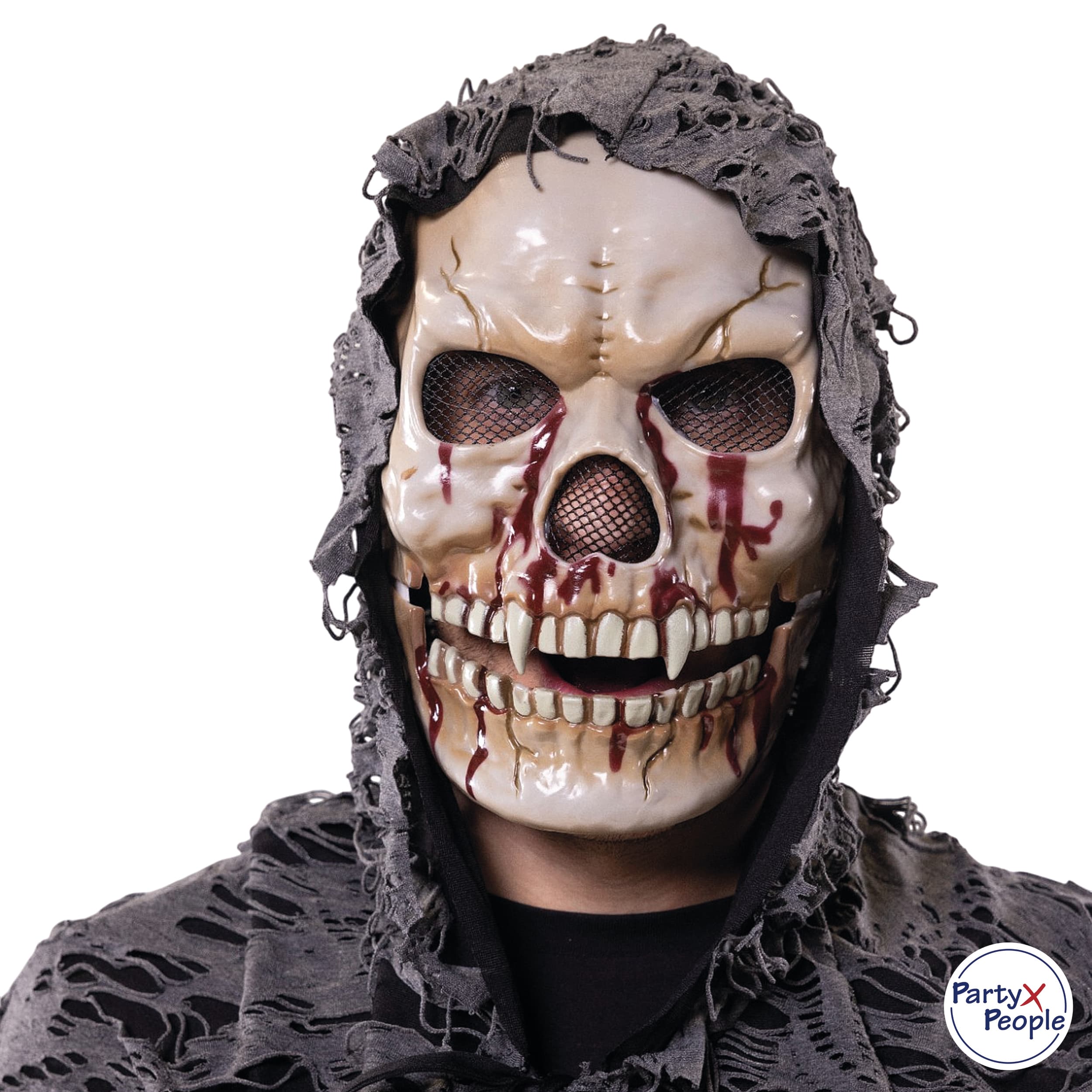 Blutige Horror Maske mit beweglichem Kiefer