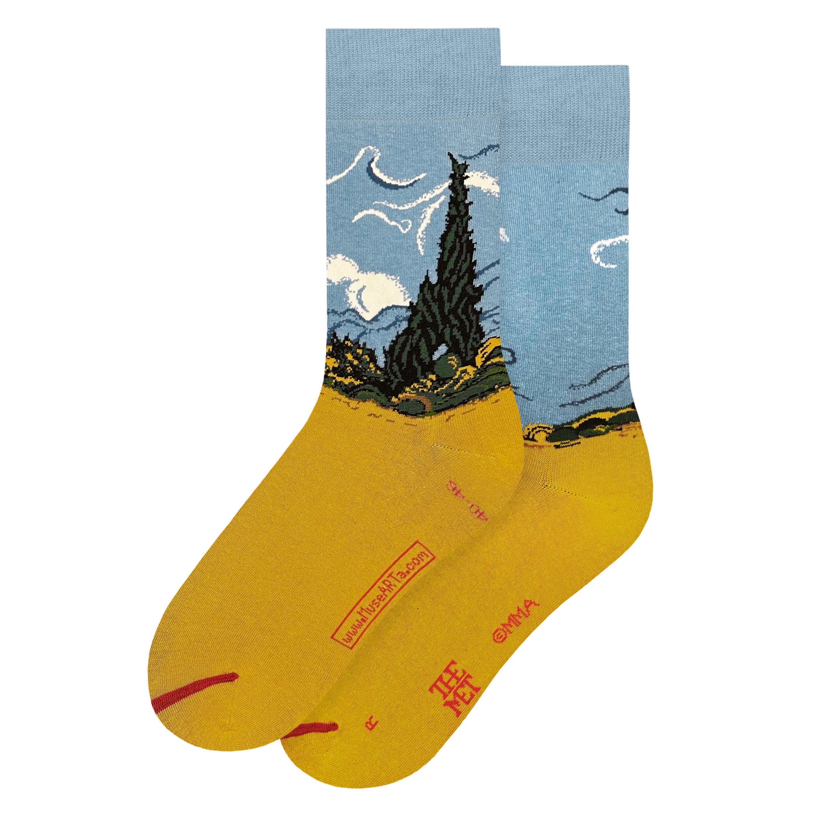 MuseARTa Unisex Socken Vincent van Gogh - Wheatfield with Cypresses