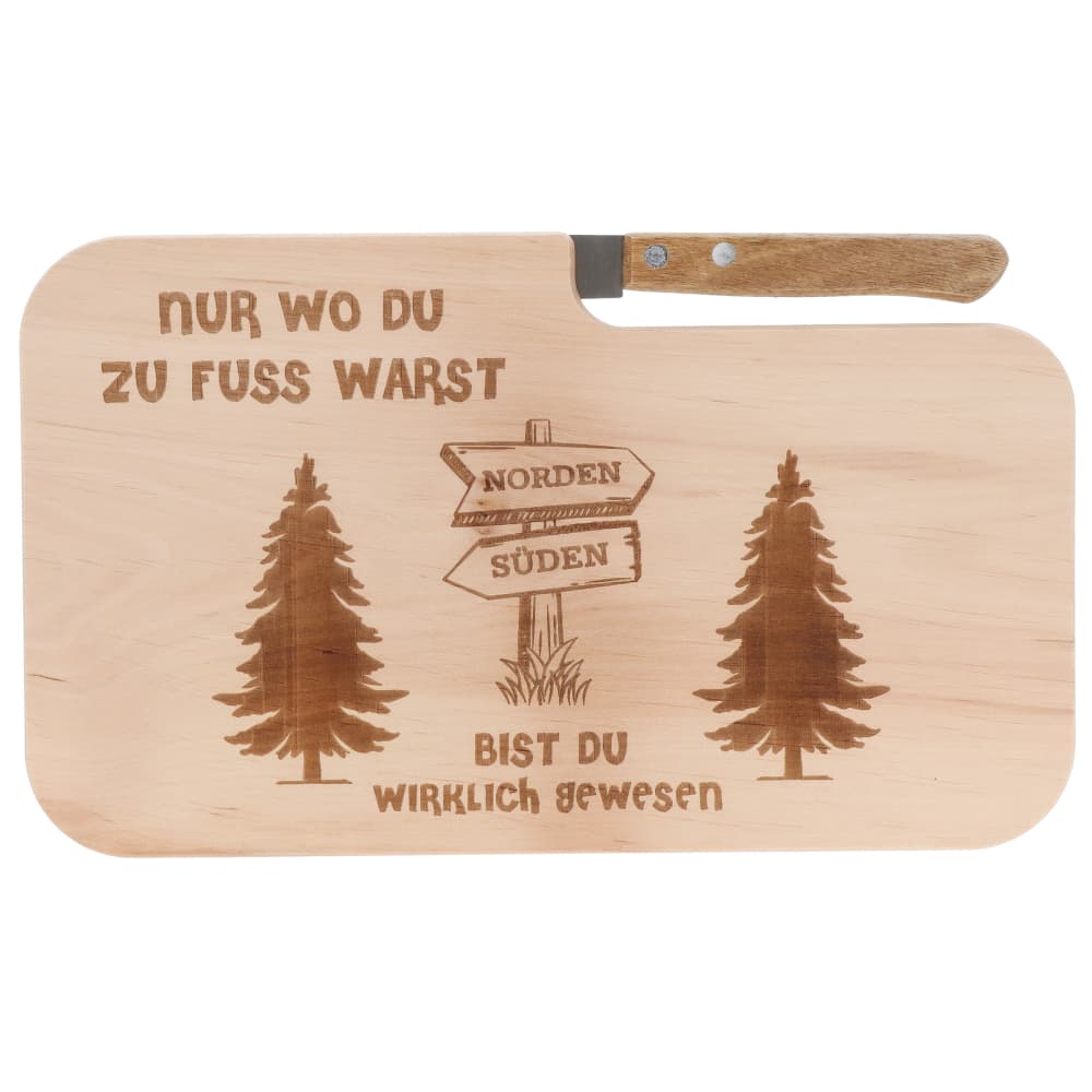 Spruchreif Brotzeitbrett mit Wander Motiv