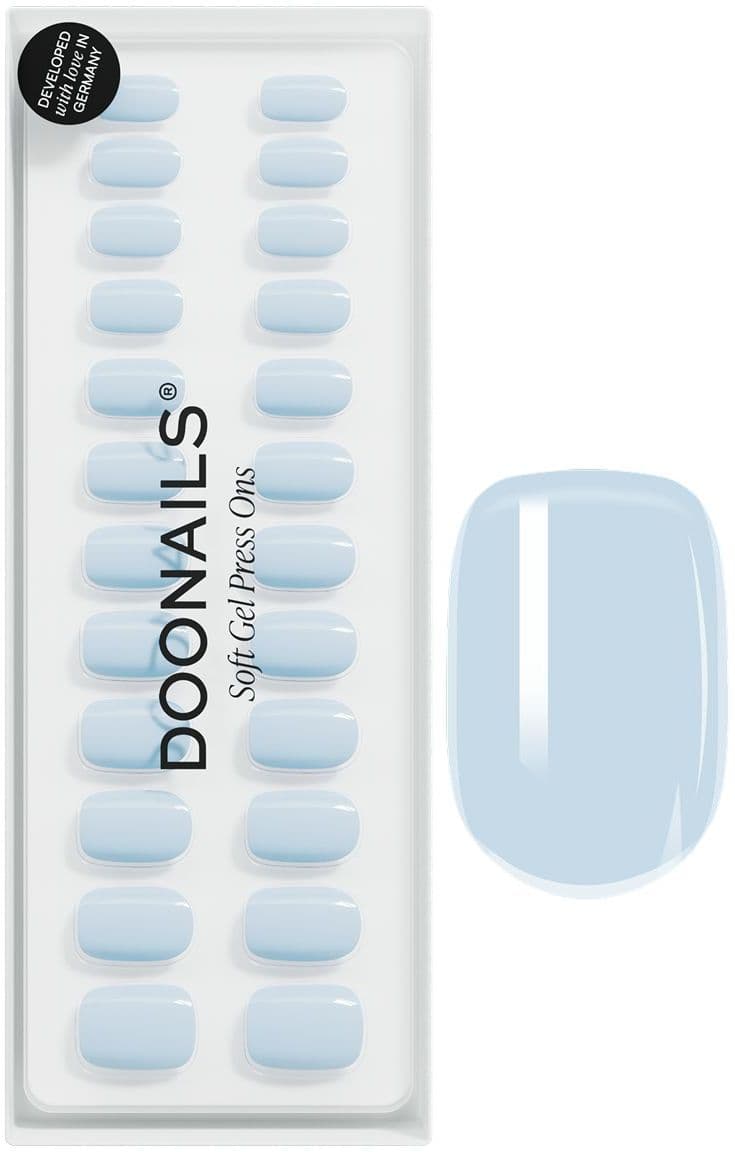 DOONAILS Soft Gel Press Ons Powder Blue Extra Short Square