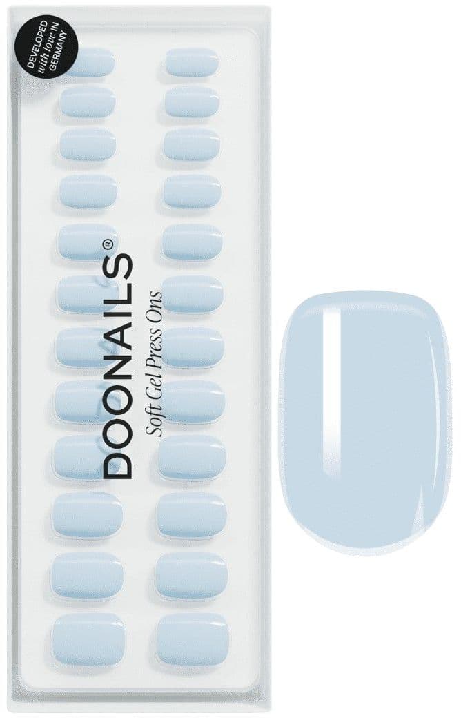 DOONAILS Soft Gel Press Ons Powder Blue Extra Short Square