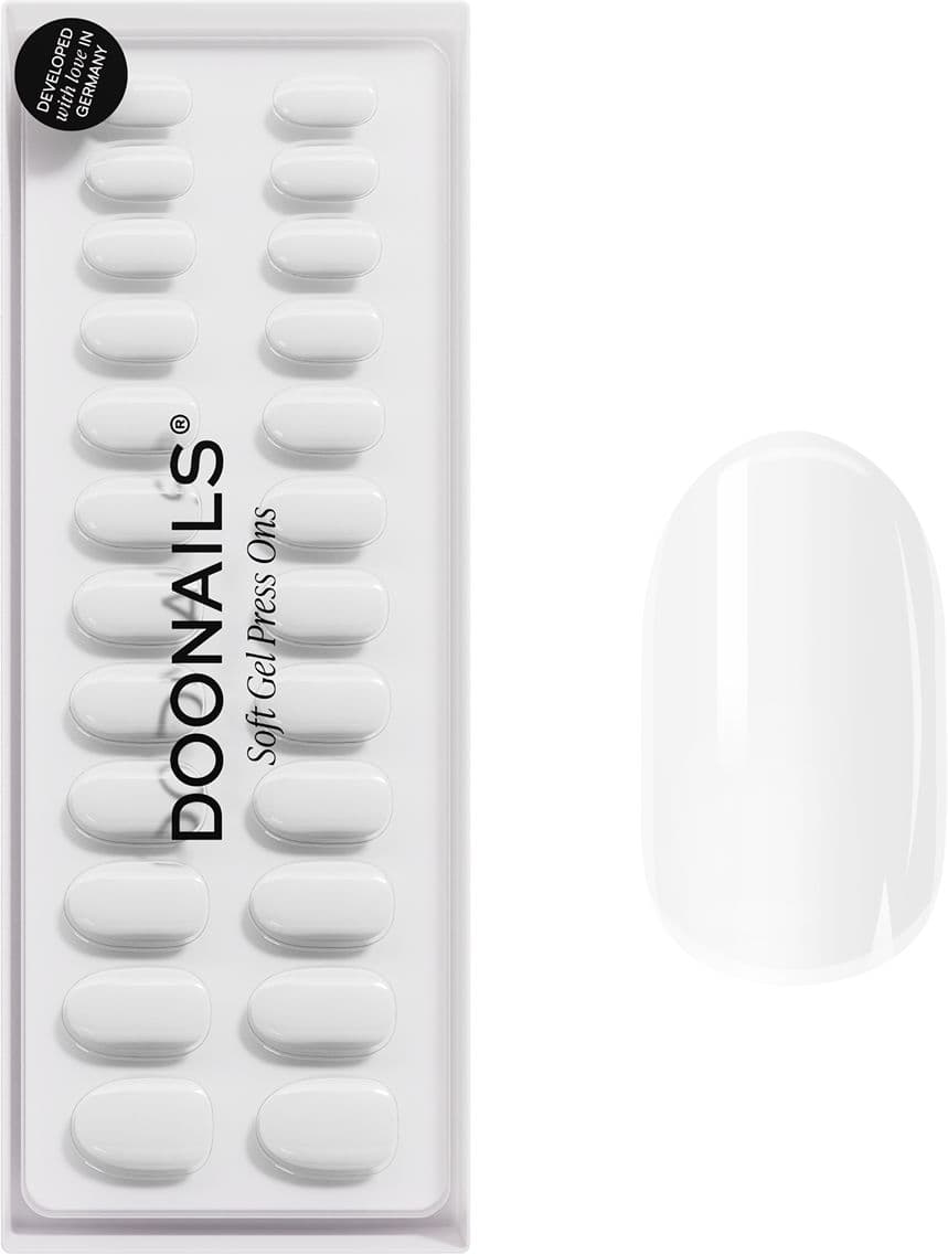 DOONAILS Soft Gel Press Ons Snow White Medium Round