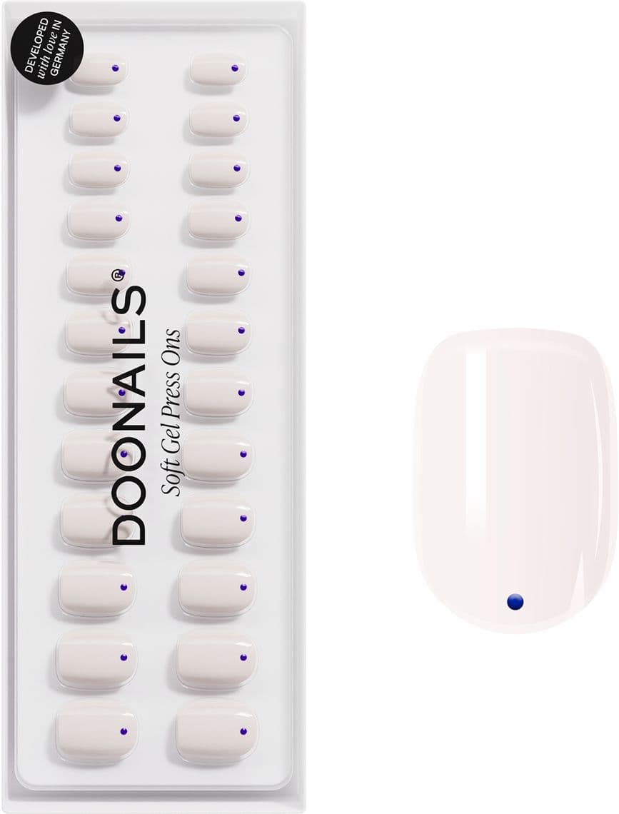 DOONAILS Soft Gel Press Ons Blue Dots Extra Short Square 