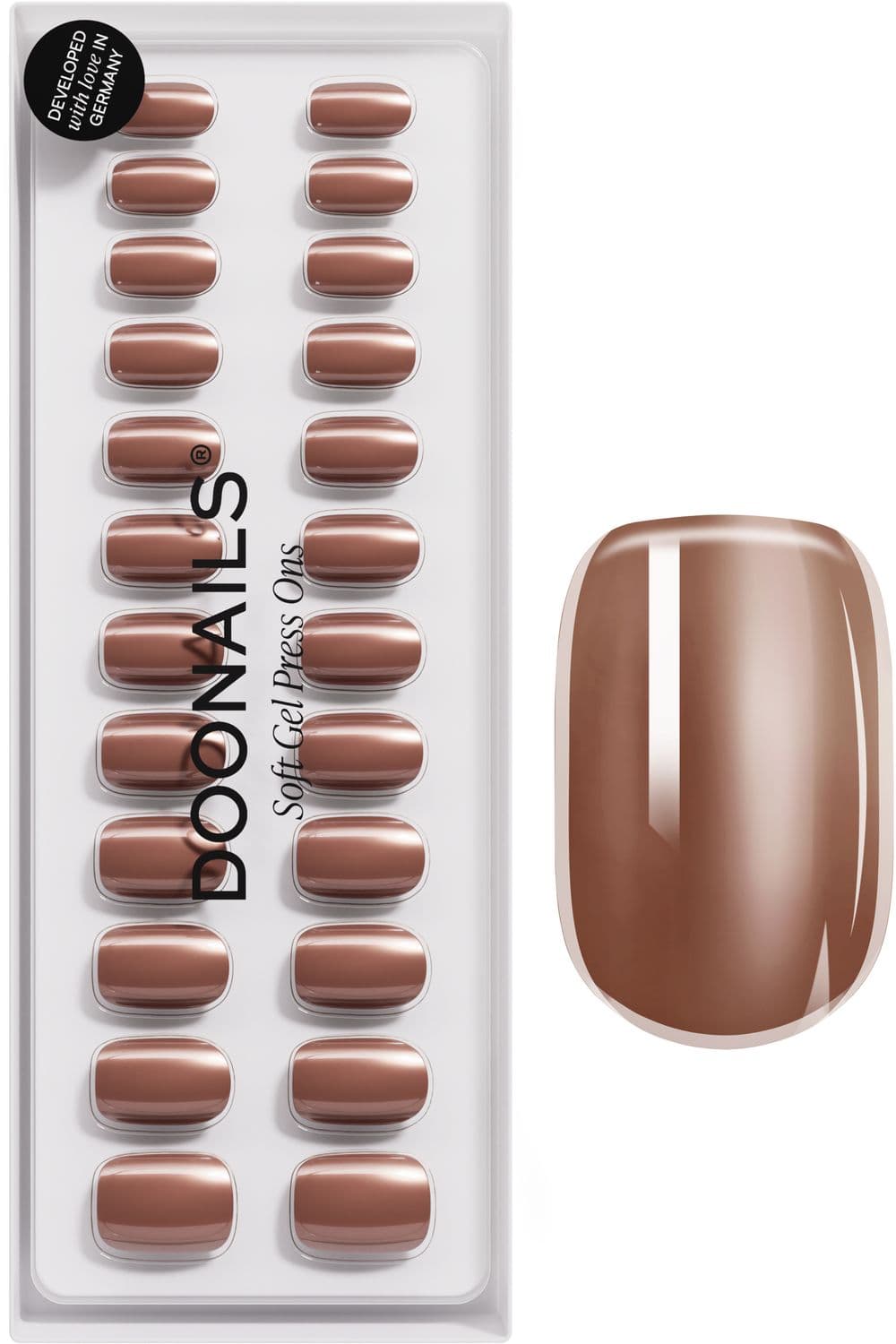 DOONAILS Soft Gel Press Ons Glazed Chocolate Short Square