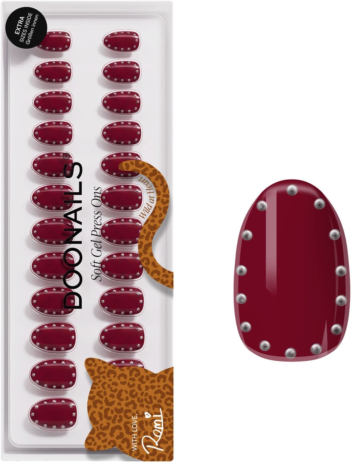 DOONAILS Soft Gel Press Ons Rock It Red Short Round