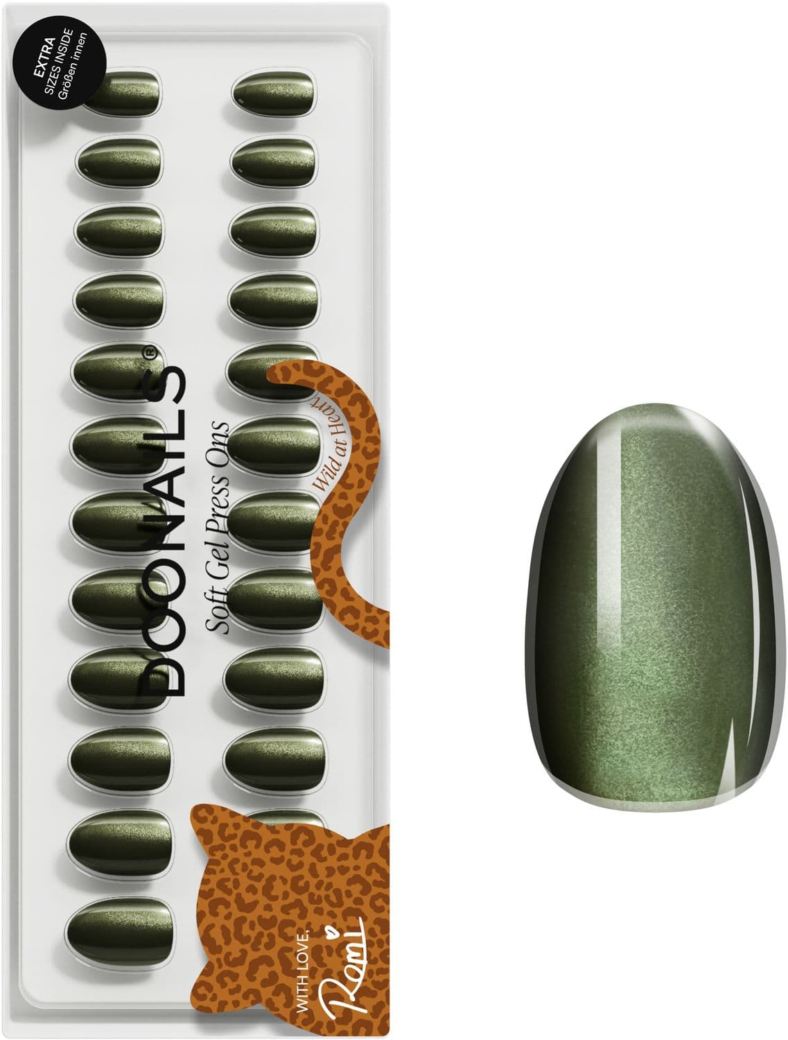 DOONAILS Soft Gel Press Ons Olive You Short Round