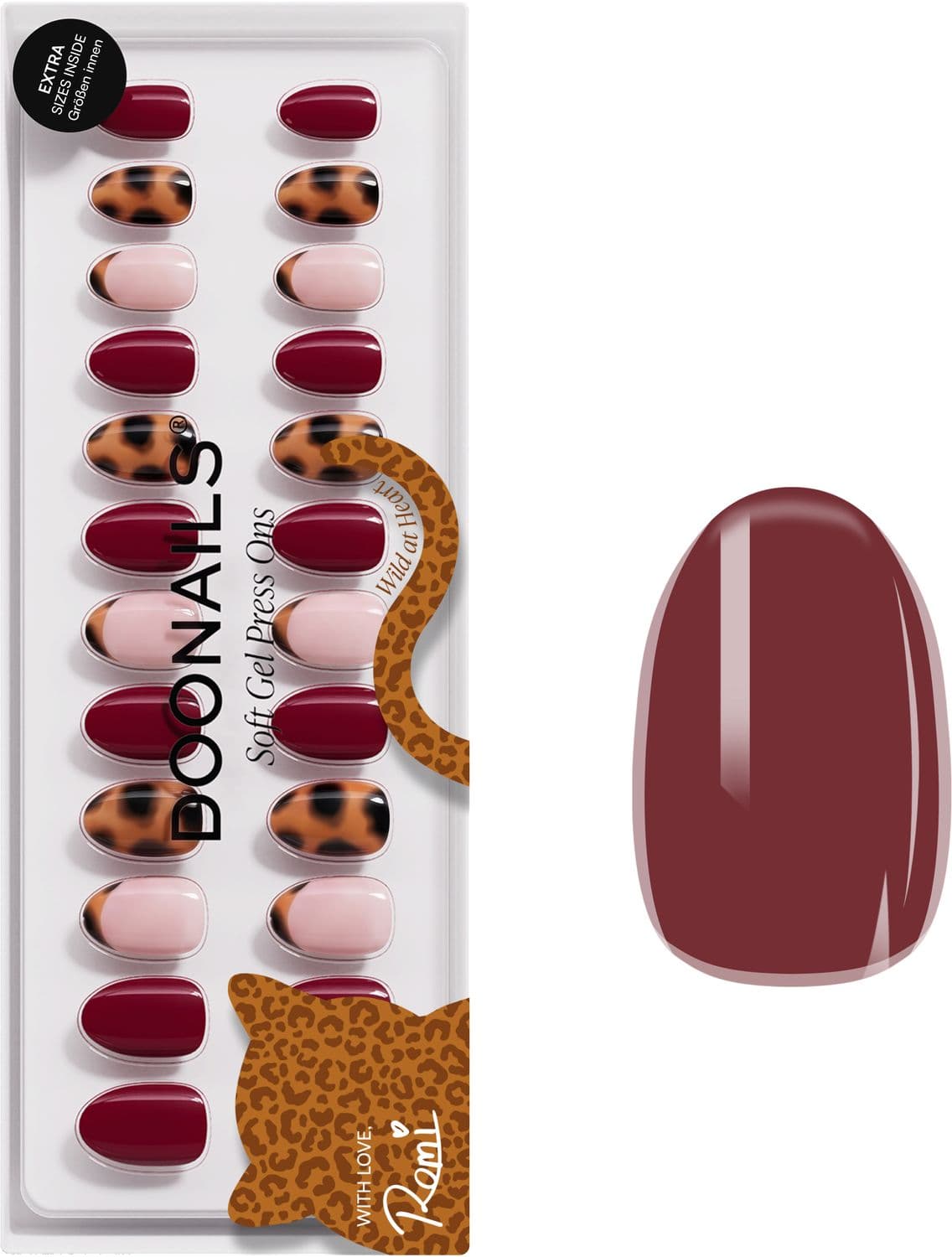 DOONAILS Soft Gel Press Ons Leo Love Short Round