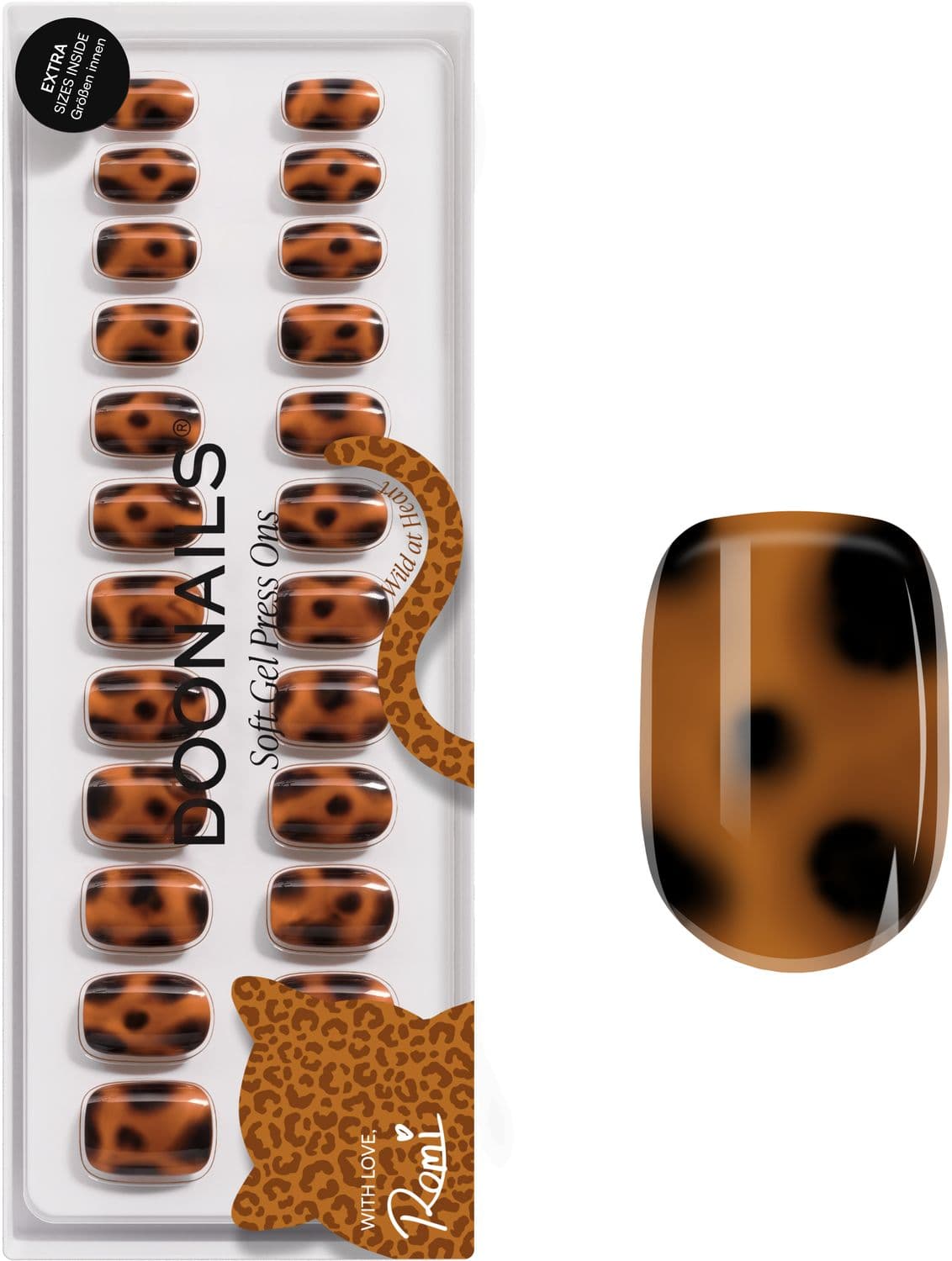 DOONAILS Soft Gel Press Ons Wild Heart Extra Short Square