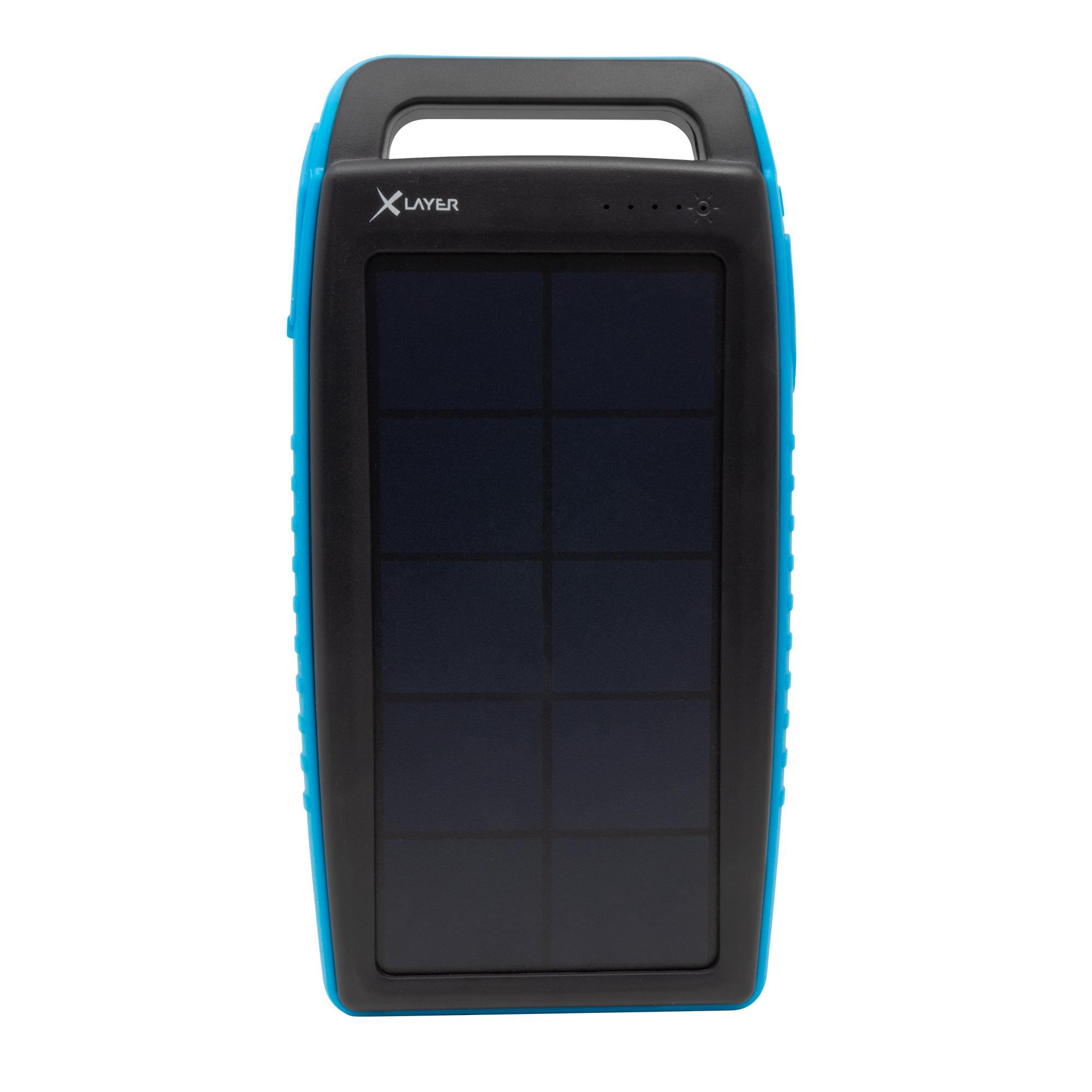 Xlayer Zusatzakku Powerbank Solar Black/Blue 15.000mAh