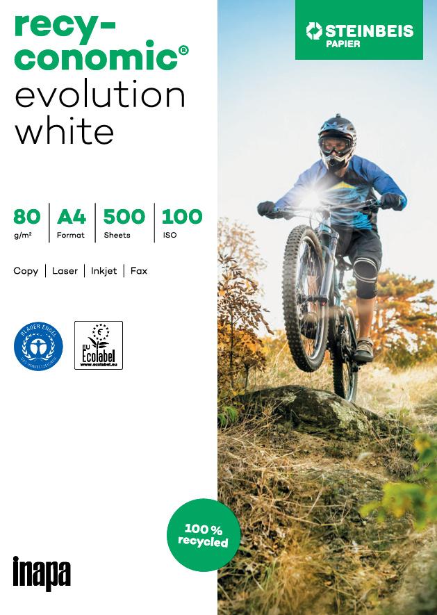 inapa Kopierpapier A4 recyconomic evolution white ISO 100 80 g/m²