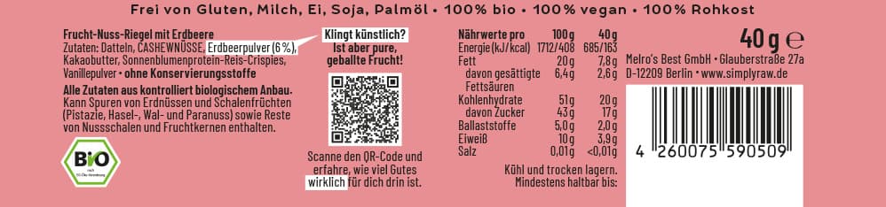 Produktbild SIMPLY RAW Frucht & Nuss Erdbeer Crisp 2 von 2