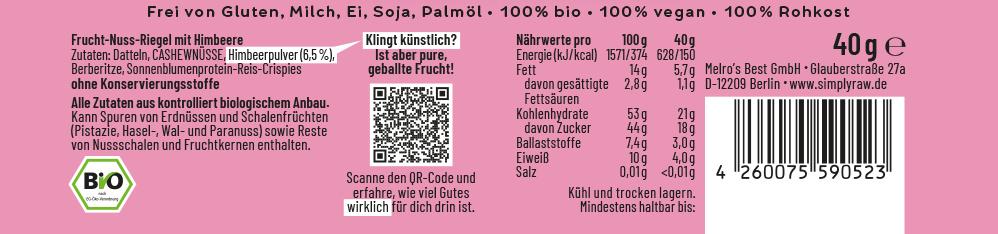 Produktbild SIMPLY RAW Frucht&Nuss Himbeer Crisp 2 von 2