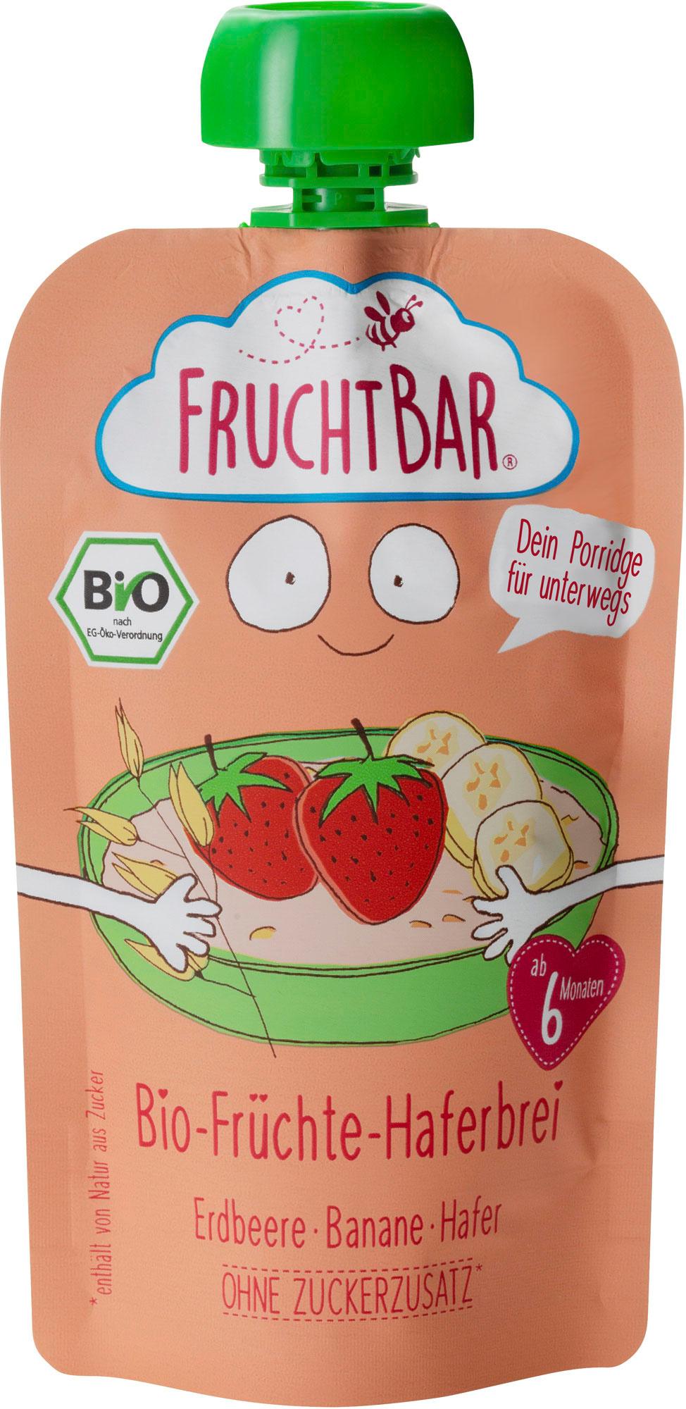 FruchtBar Bio-Früchte-Haferbrei Erdbeere, Banane, Hafer