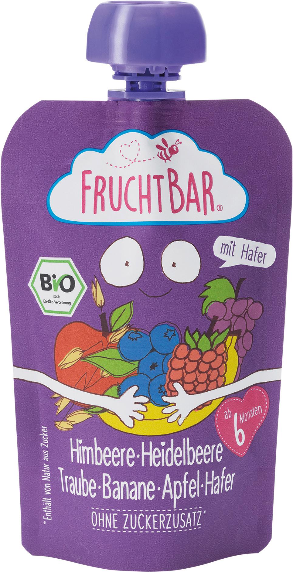 FruchtBar  Quetschie Himbeer Traube Banane Hafer