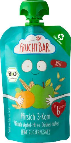 FruchtBar Bio-Fruchtpüree Pfirsich 3-Korn