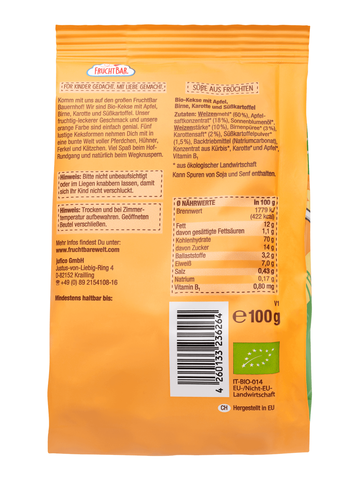 Produktbild FruchtBar Bio-Bauernhof-Kekse mit Birne, Apfel, Karotte und Süßkartoffel 2 von 2