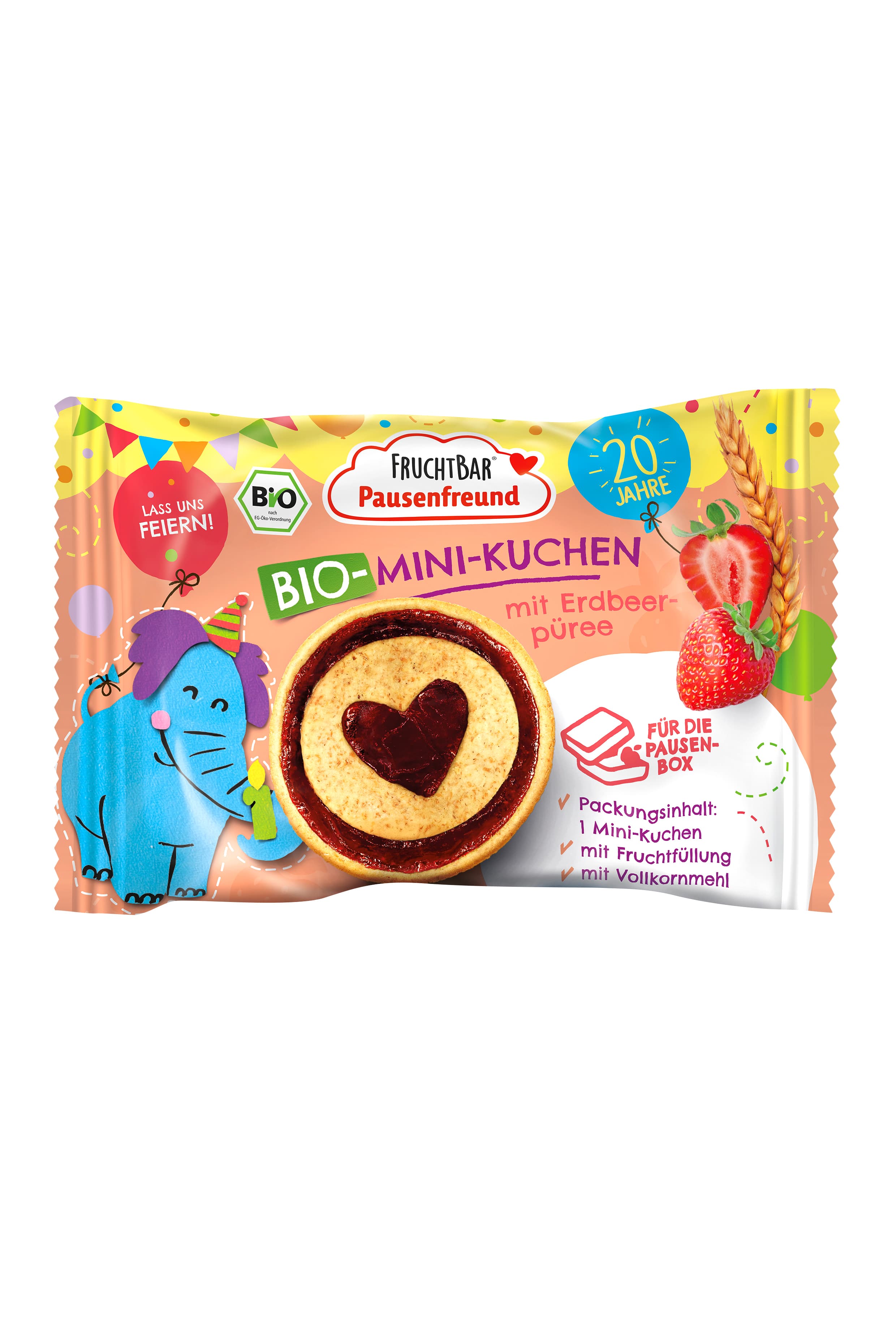 FruchtBar Bio Pausenfreund Bio Mini Kuchen mit Erdbeerpüree