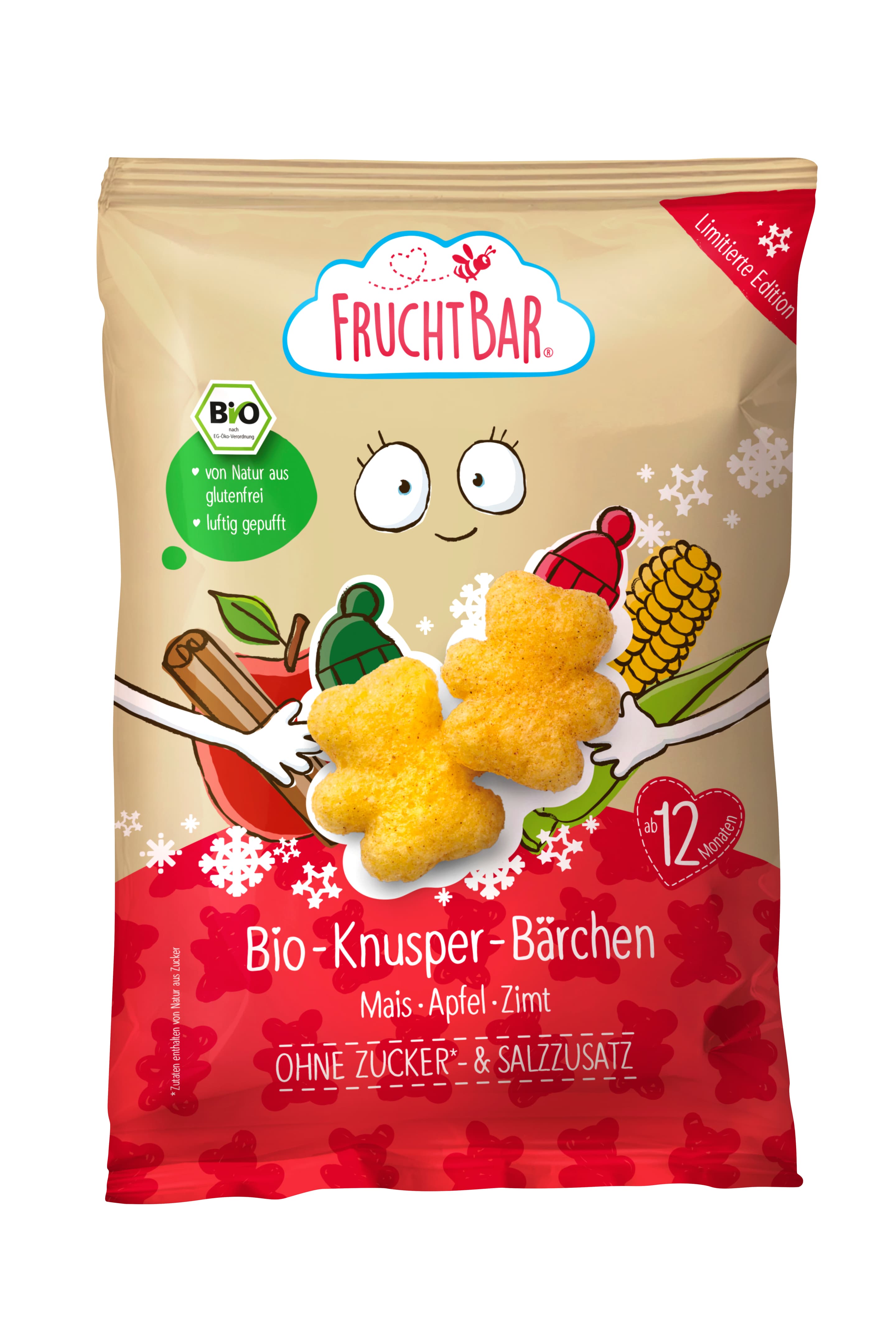 FruchtBar Bio Knusperbärchen mit Mais, Apfel & Zimt